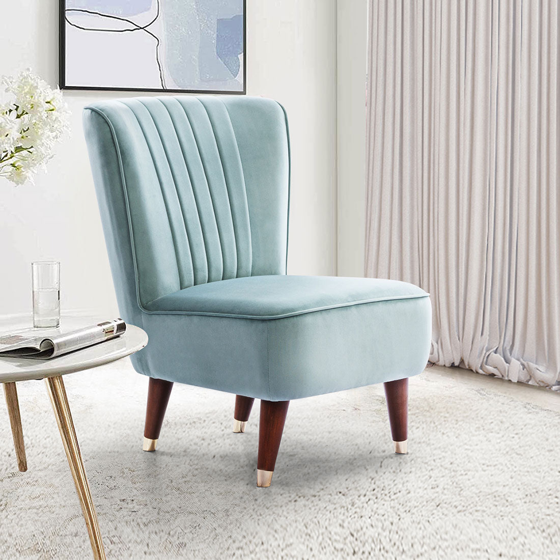 Jane Velvet Accent Chair in Teal Colour