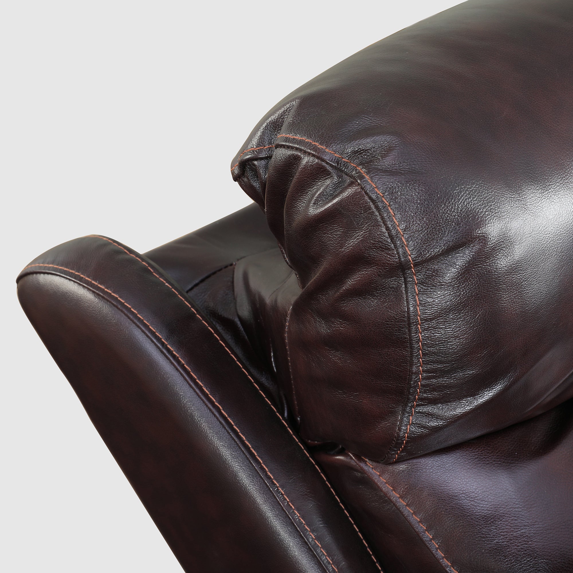 Plush Half Leather Three Seater Electric Recliner in Burgundy Colour