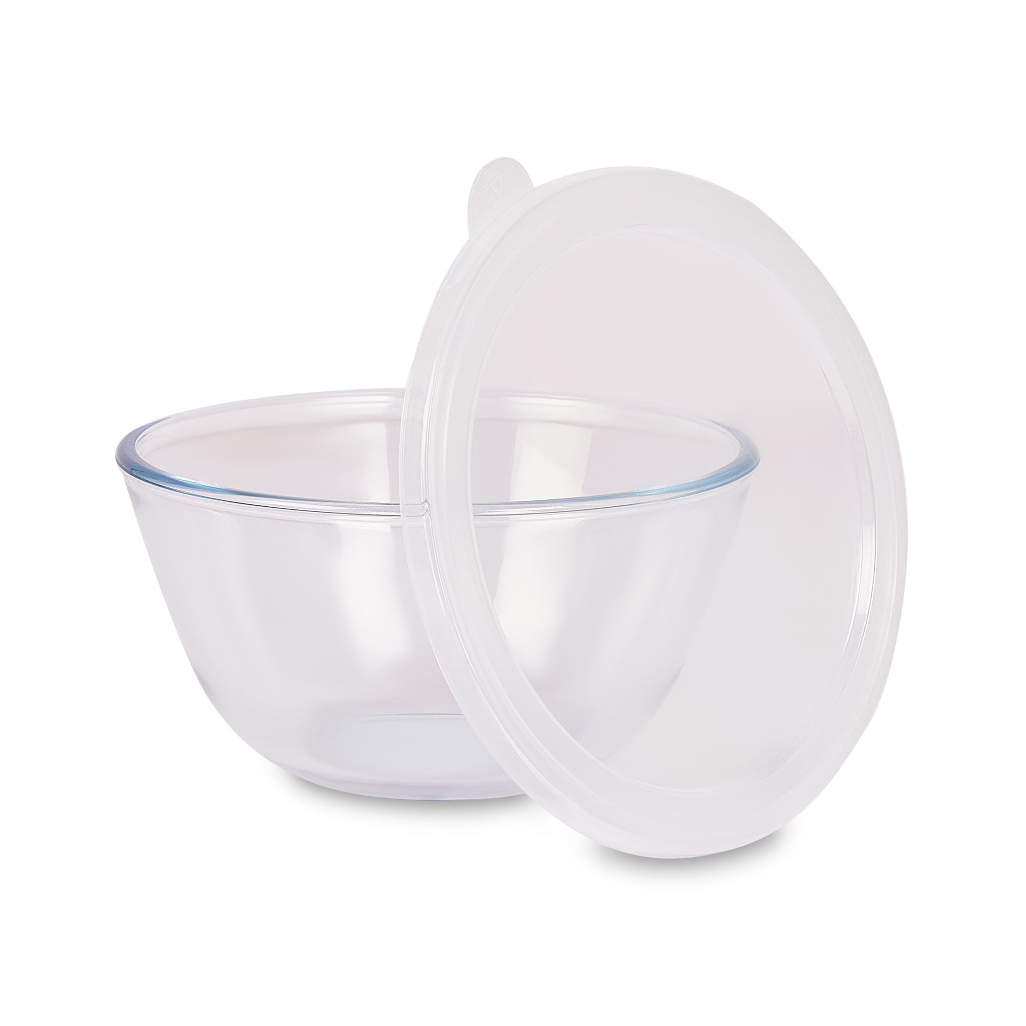 Fiesta Borosilicate Glass Mixing Bowl with Lid Set of 3 in Clear Colour