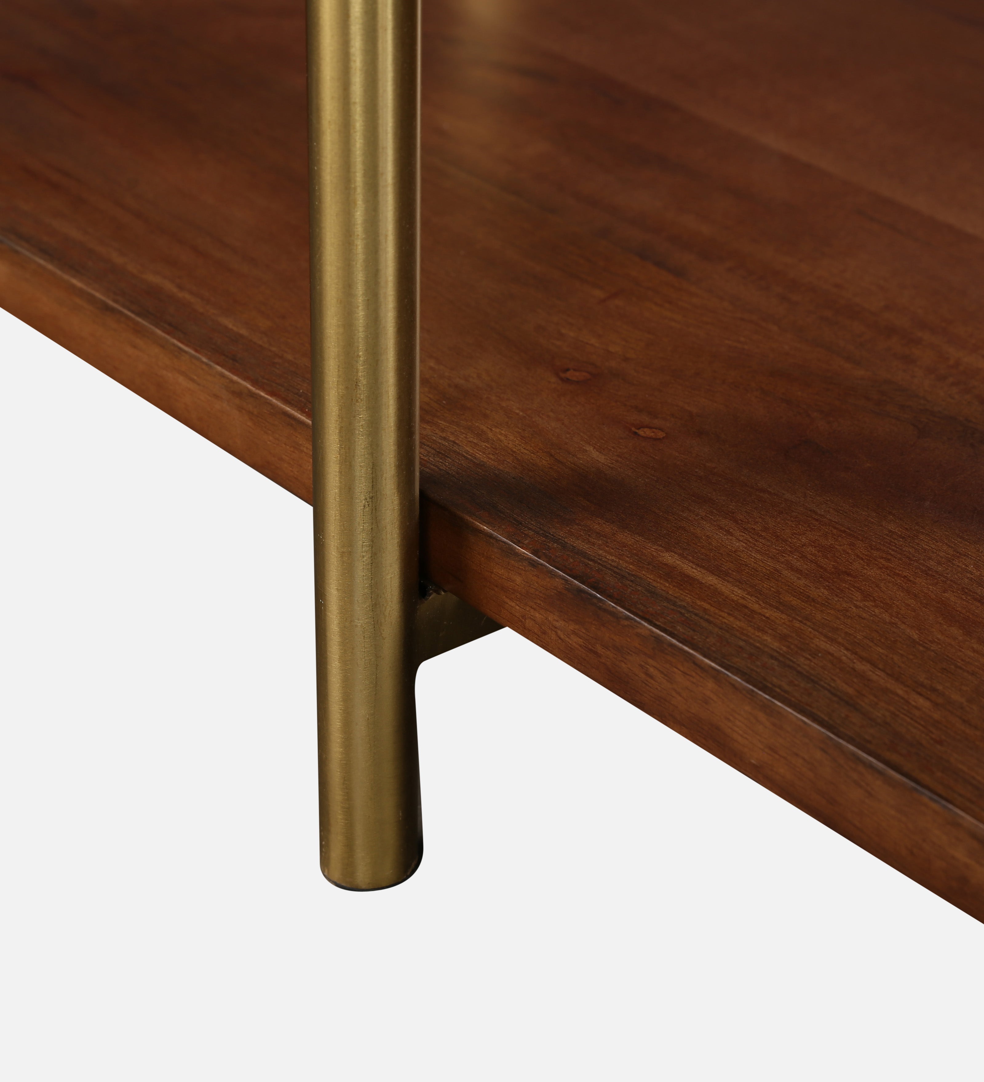 Volakas Metal Center Table in White and Walnut Colour