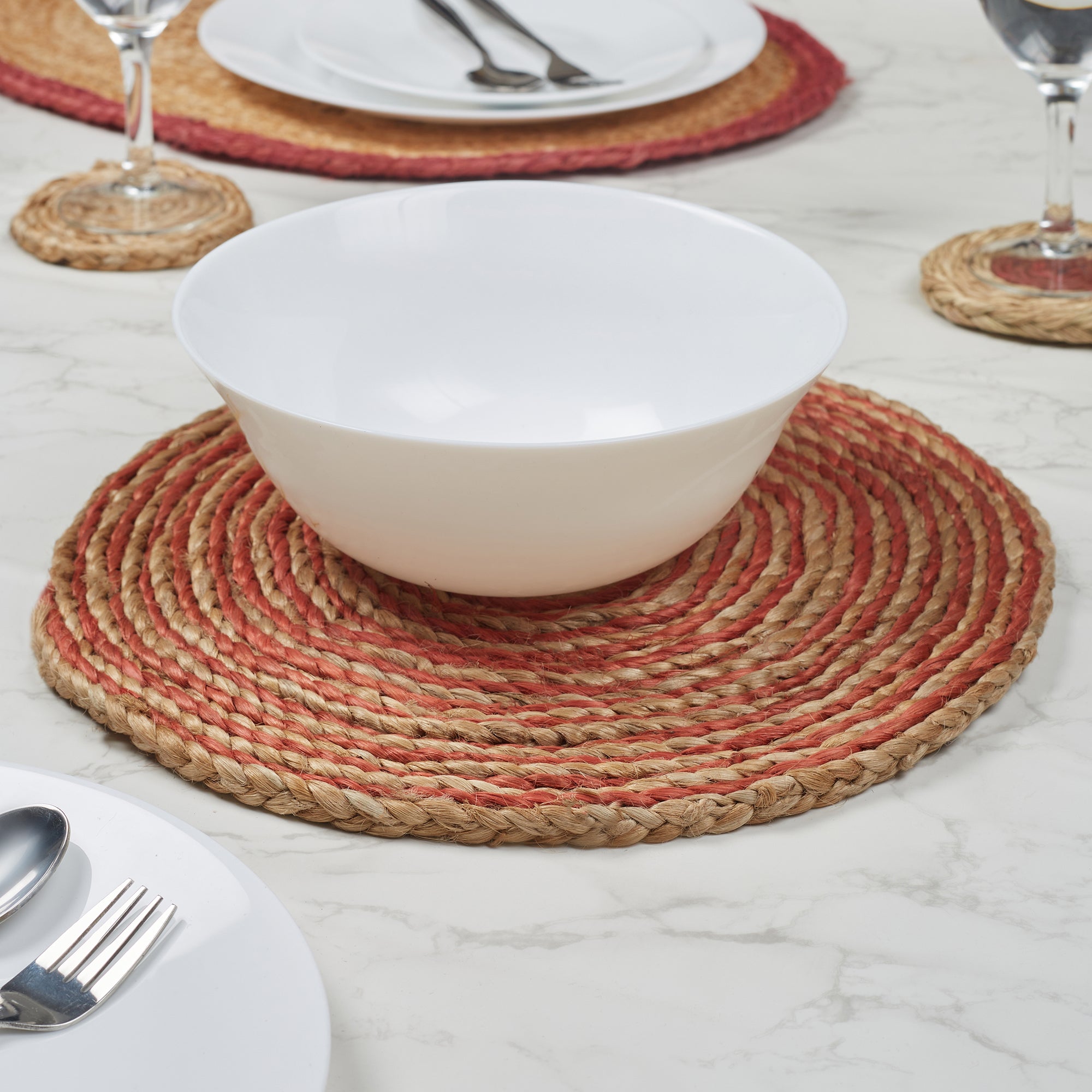 Boho Handmade Jute Trivet Dia 30 Cm in Rust Colour