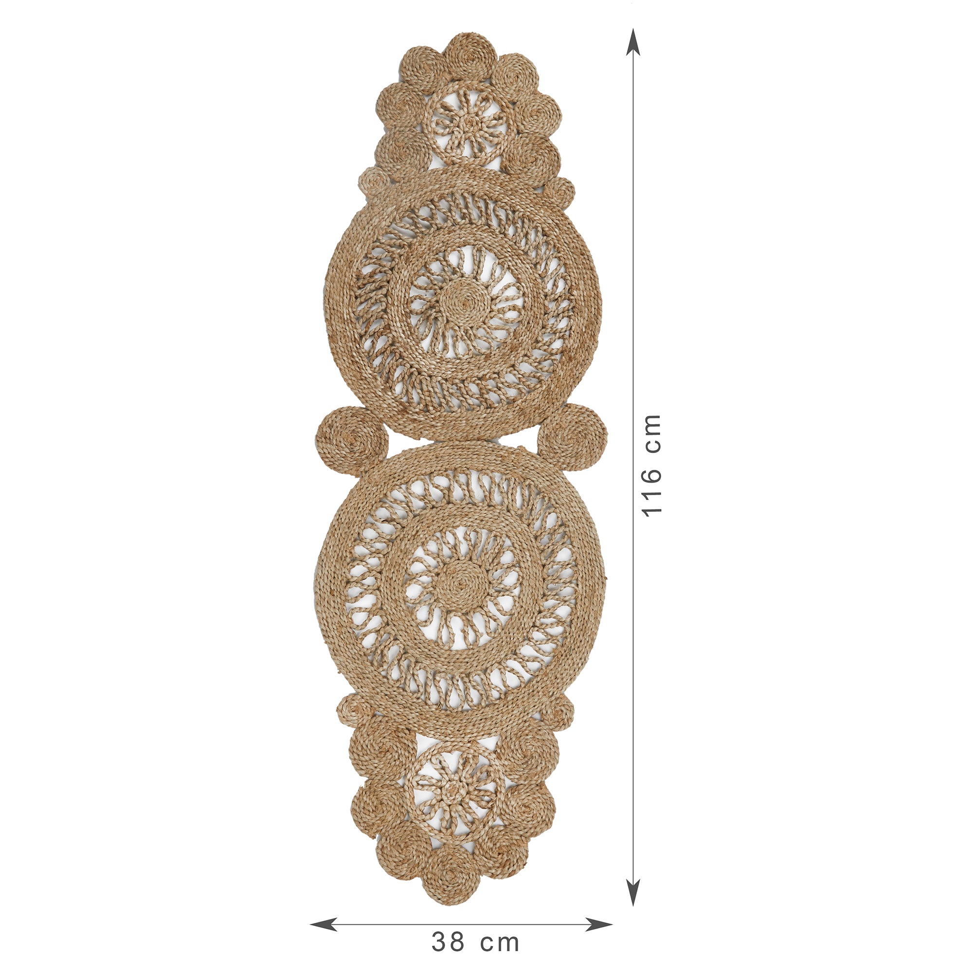 Boho Handmade Jute Runner 38x116 Cm in Natural Colour