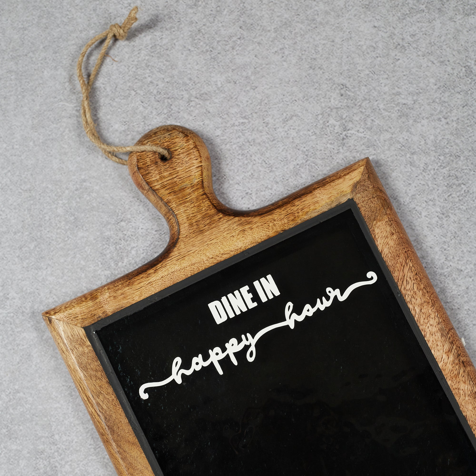 Ebony Glass & Wooden Menu Board & Platter 44x25 in Black Texture Colour