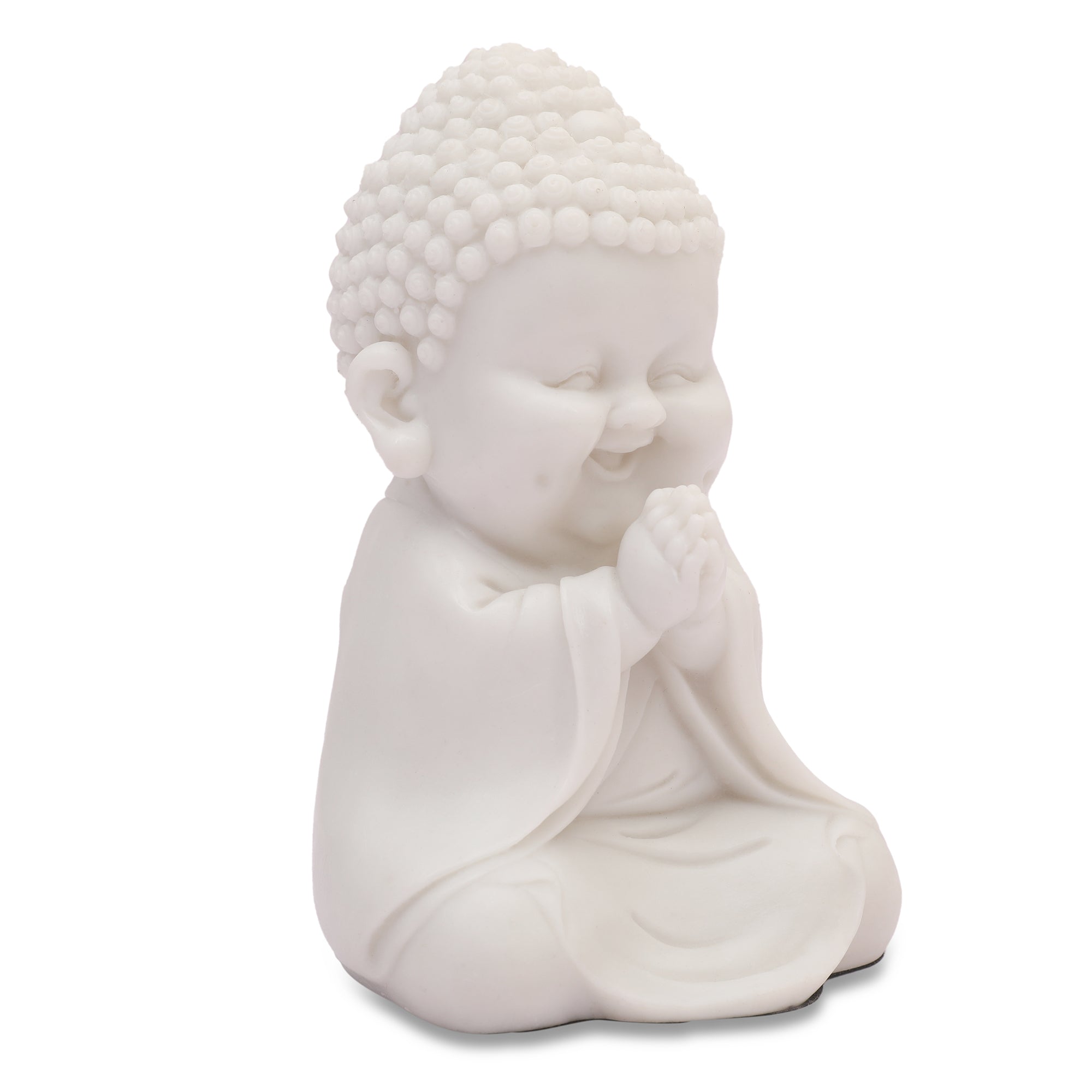 NAQSH PRAYING MONK, POLYRESIN HAND FINISHED FIGURINE WHITE BY LIVNG ESSENCE