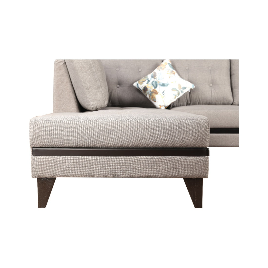 Garcia Fabric 5 Seater Sofa with Right Hand Side Lounger in Grey Colour