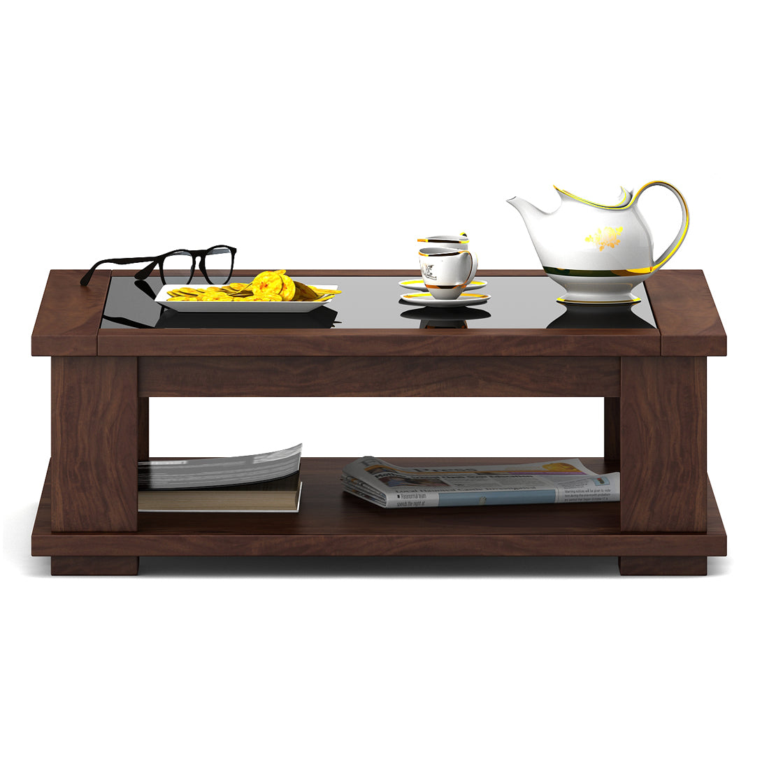 Antwerp  Center Table With Glass in Sheesham Colour