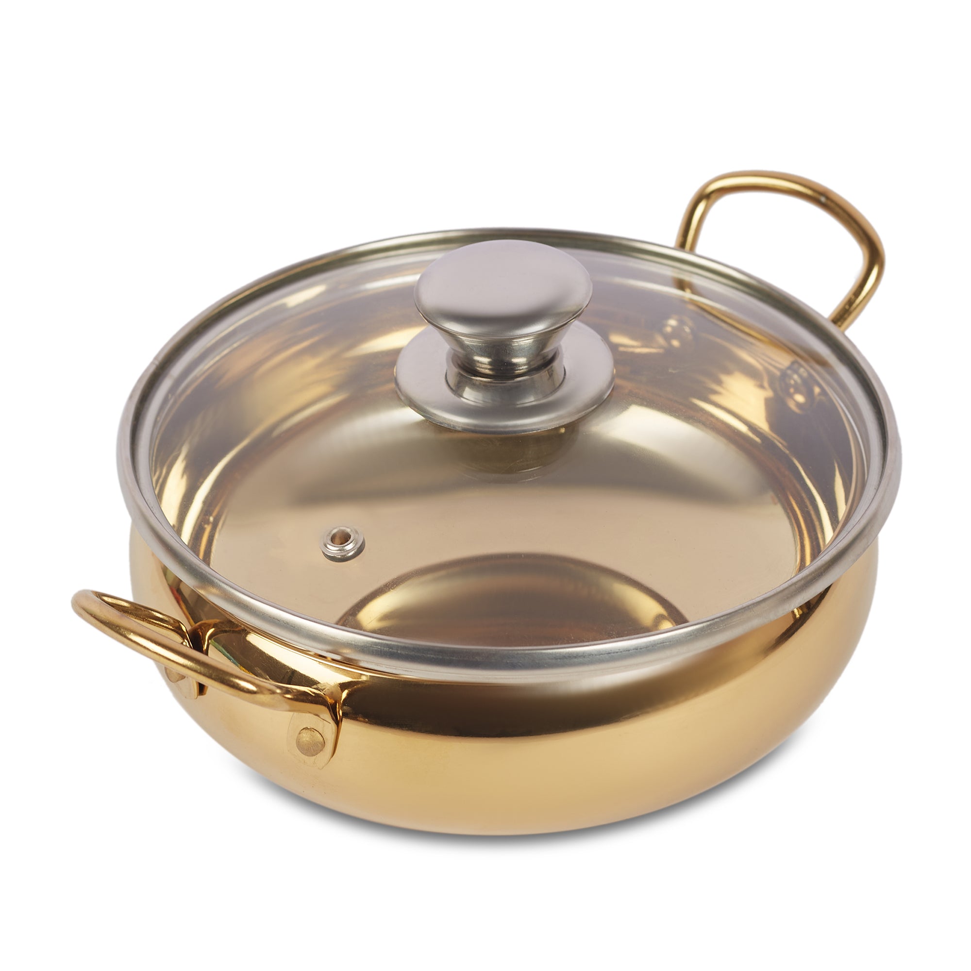 Sapphire Stainless Steel Serving Handi Set of 2 in Gold & Silver Colour by Living Essence