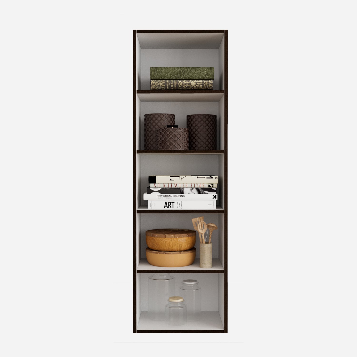 Mezzola Engineered Wood 5 Tier Bookshelf in Wenge Colour