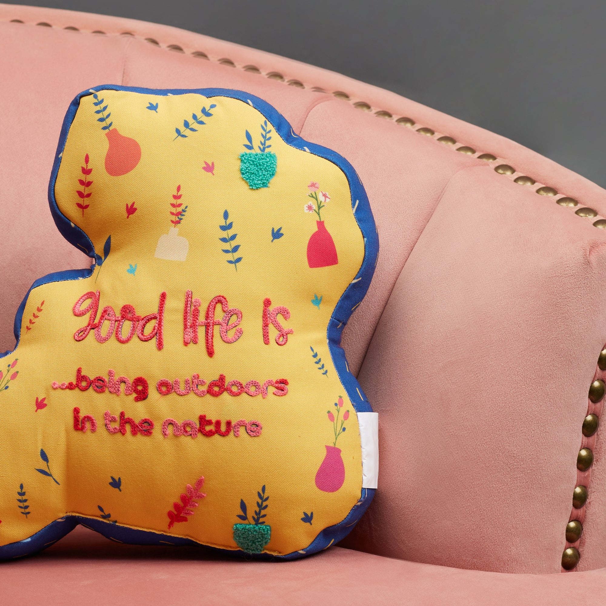 Good Life  Reversible Cycle Digital Printed Shaped Cushion 36x36 Cm in Yellow Colour