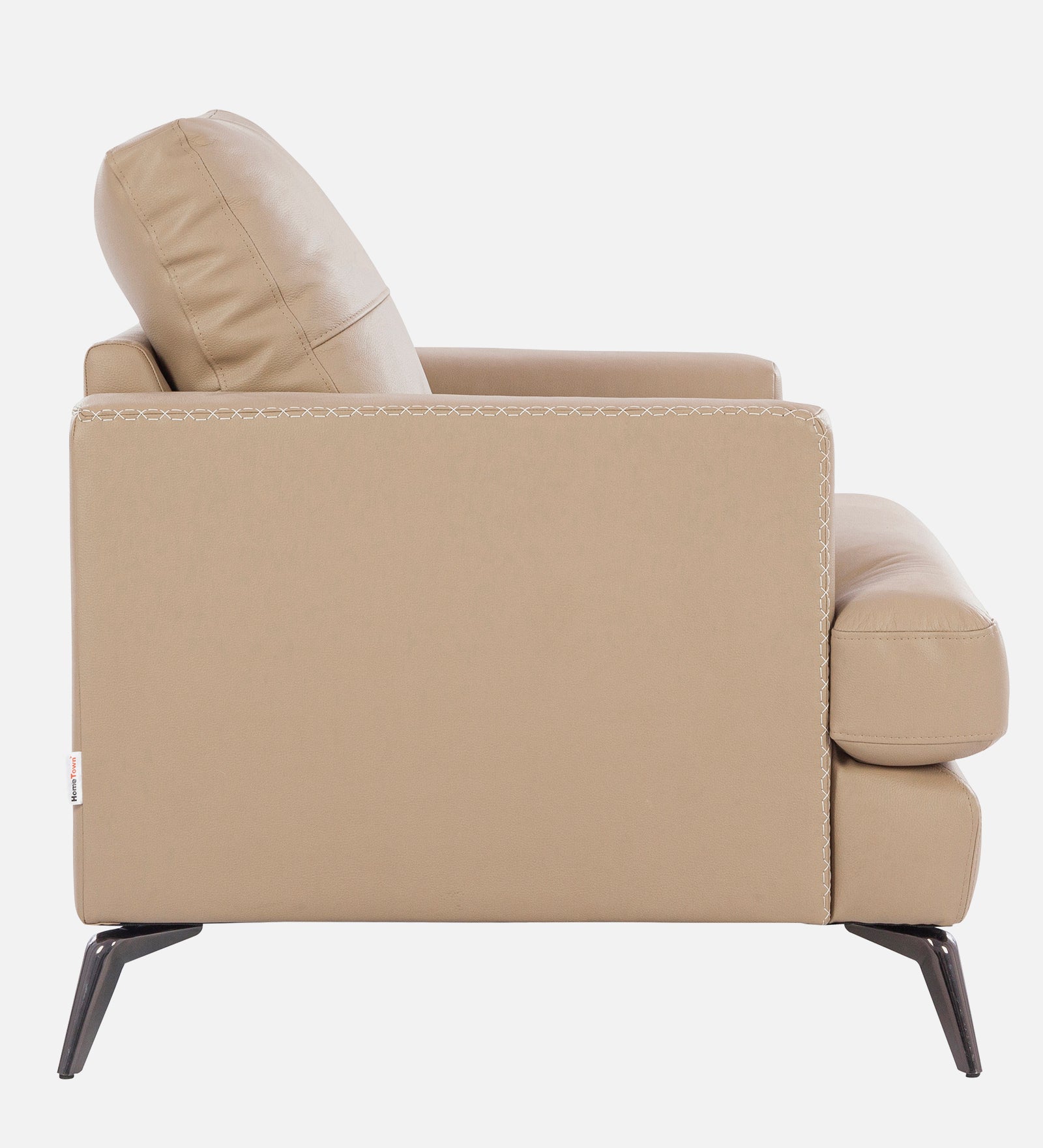 Soren Half Leather Single Seater Sofa in Mushroom Colour