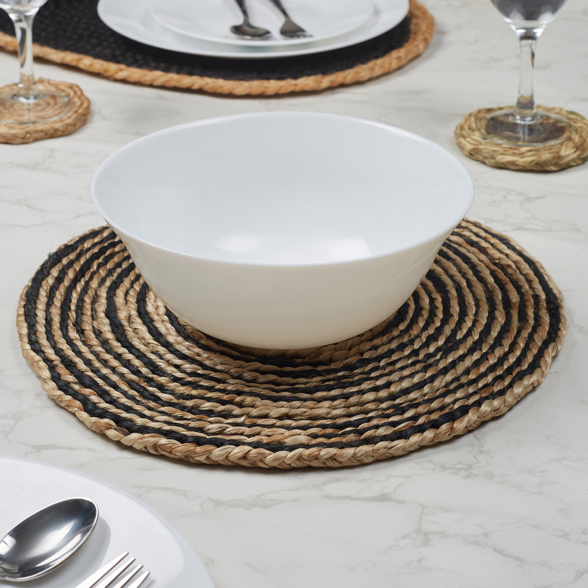 Ebony Handmade Jute Trivet Dia 30 Cm in Black Colour