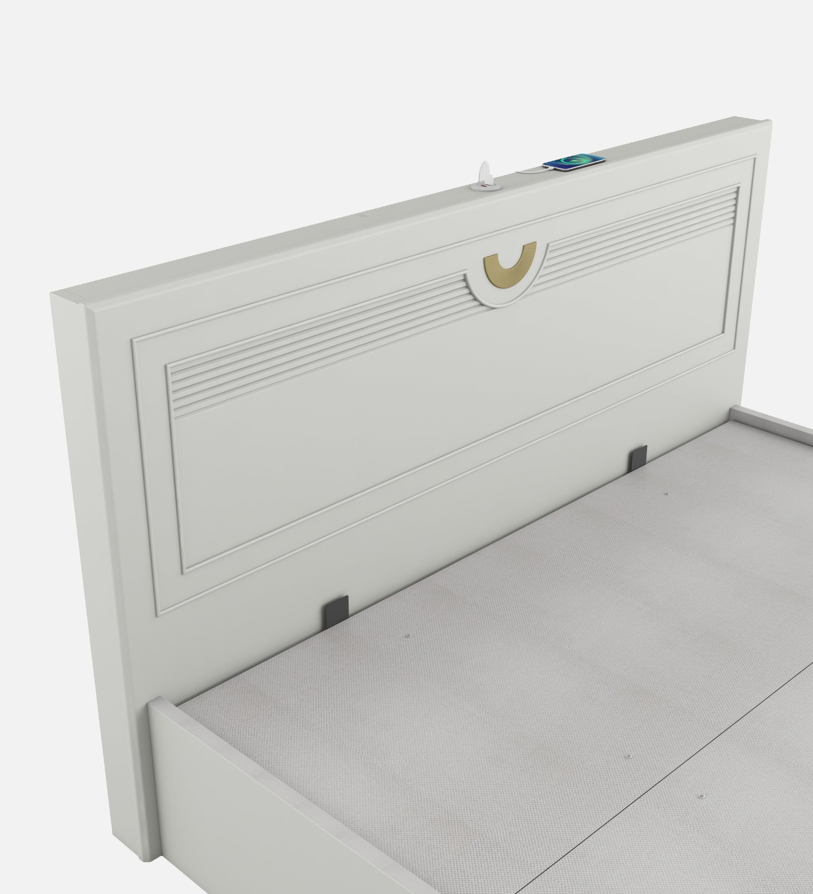 Akira King Bed With Full Hydraulic Storage Pumic Grey