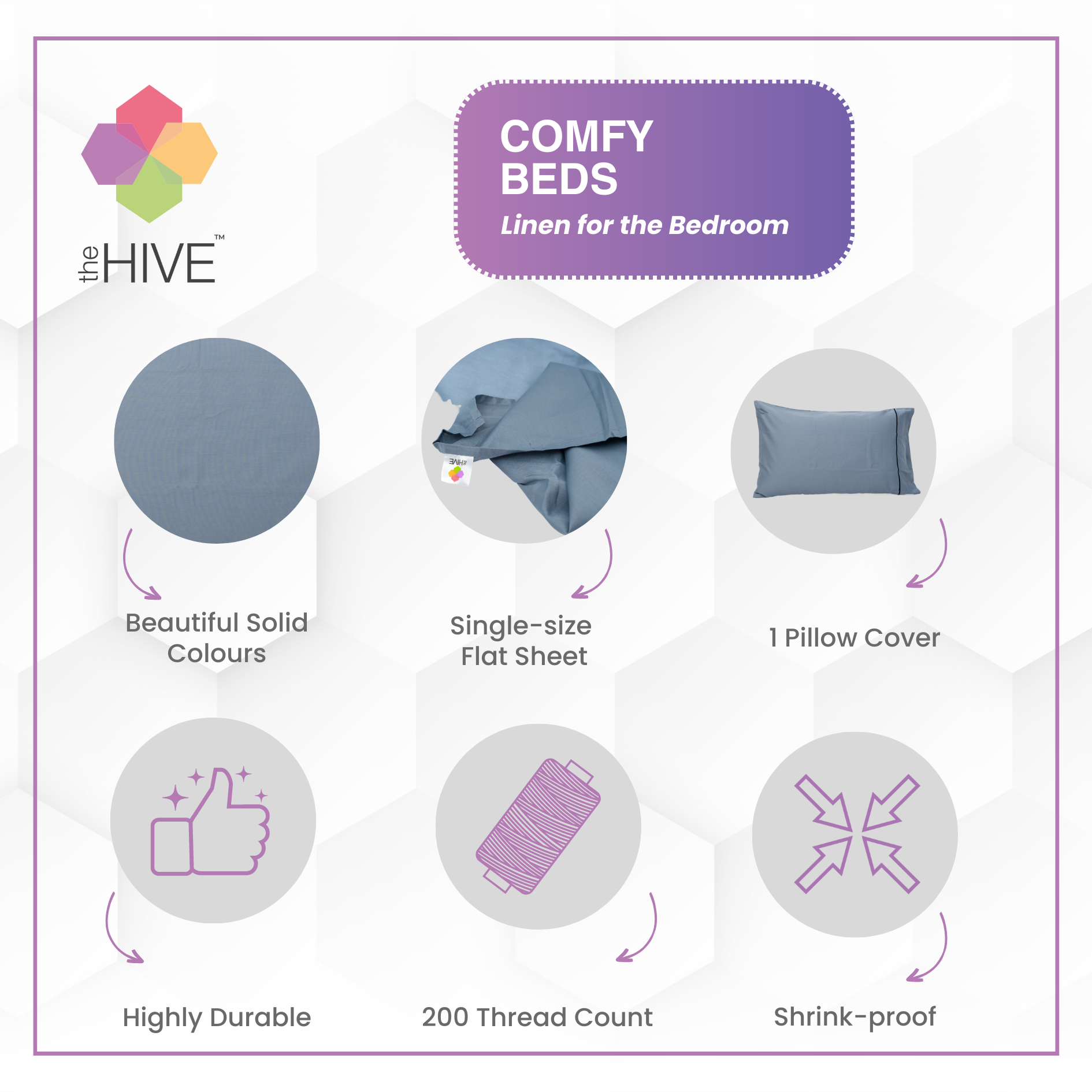 Comfy Beds Single Flat Sheet Stone Grey,150x225cm