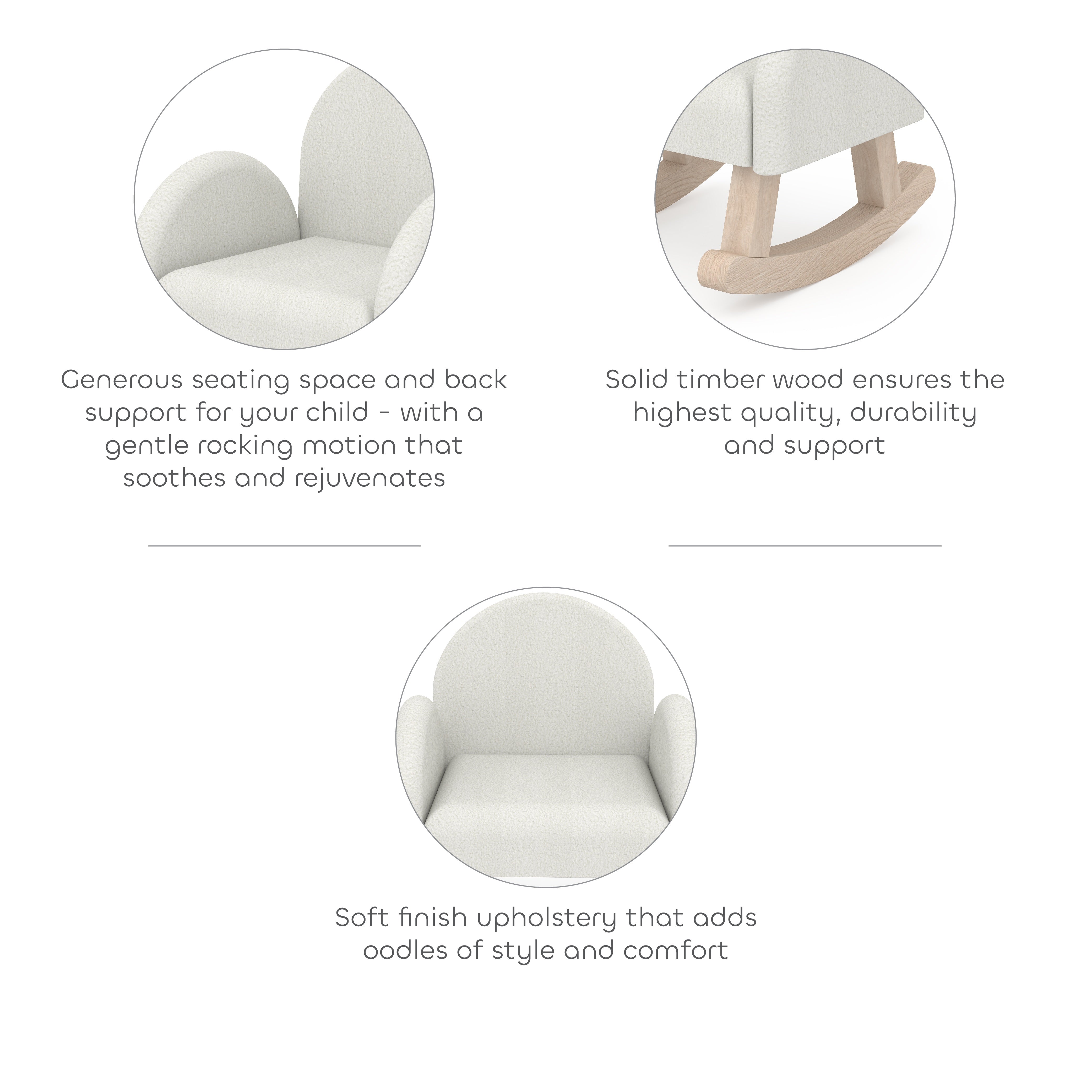 Rockabye Kids Rocking Chair in Frosty White Colour
