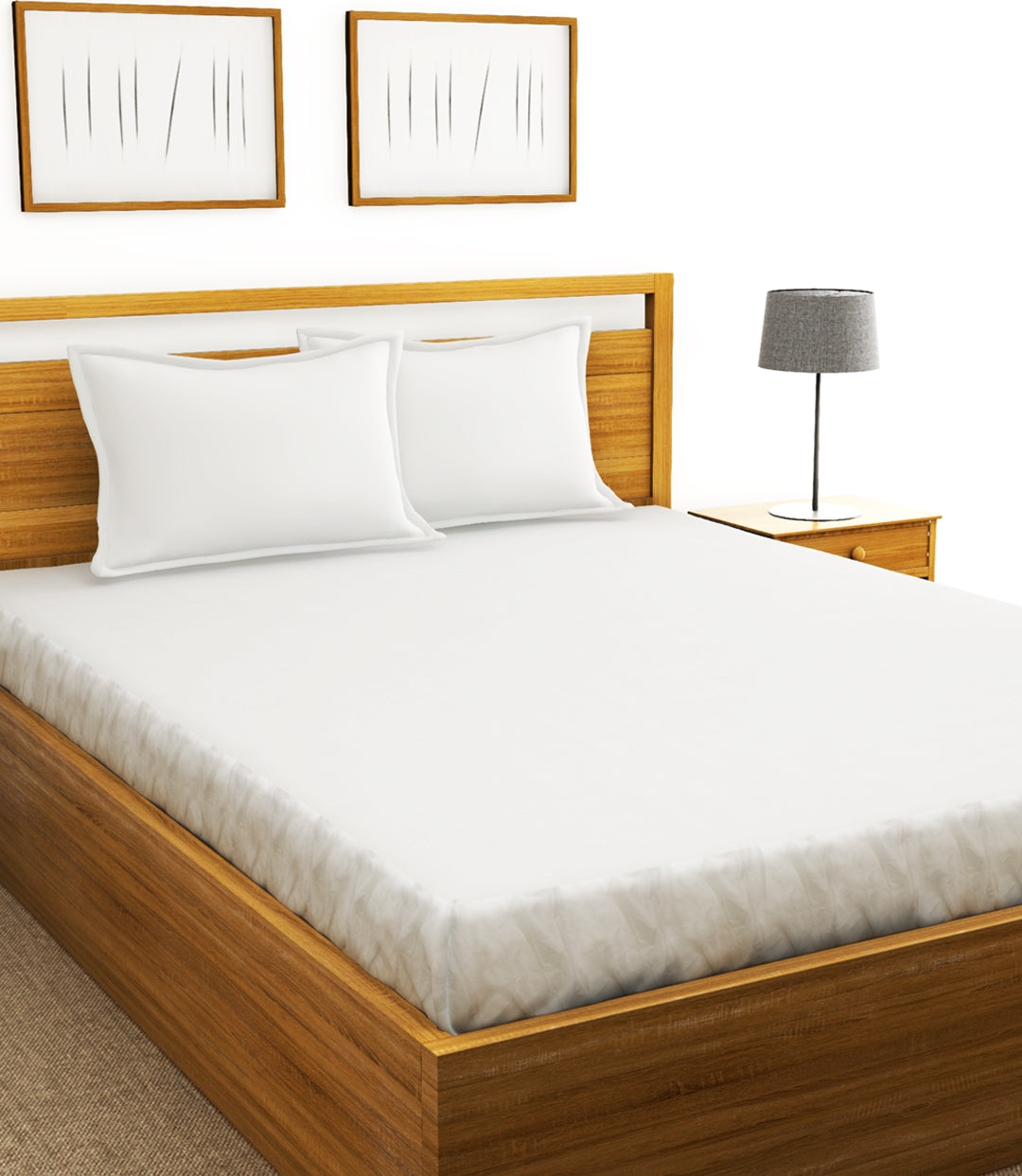 Cool Sheild Cotton Double Mattress Protector 198X182X25 Cm Antibacterial in White Colour