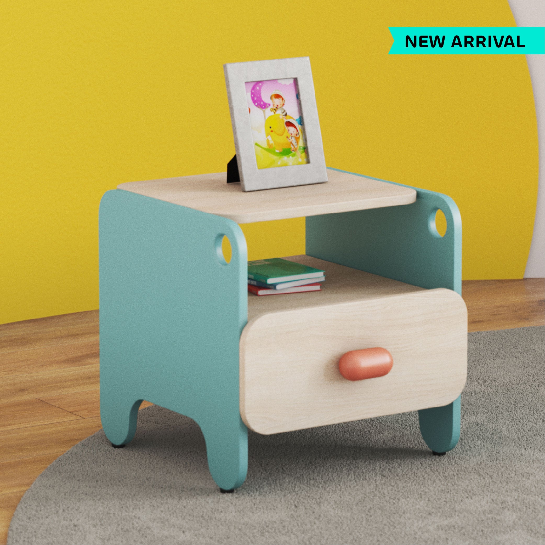 Boop Bed Side Table in Marine Teal Colour