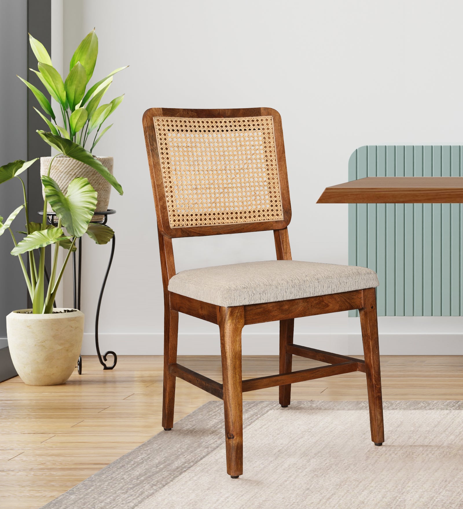 Siam Marble Top Dining Chair (Set Of 2) in Walnut Colour