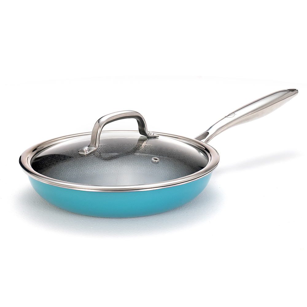 Vida Triply Frypan 24cm Teal with Glass Lid