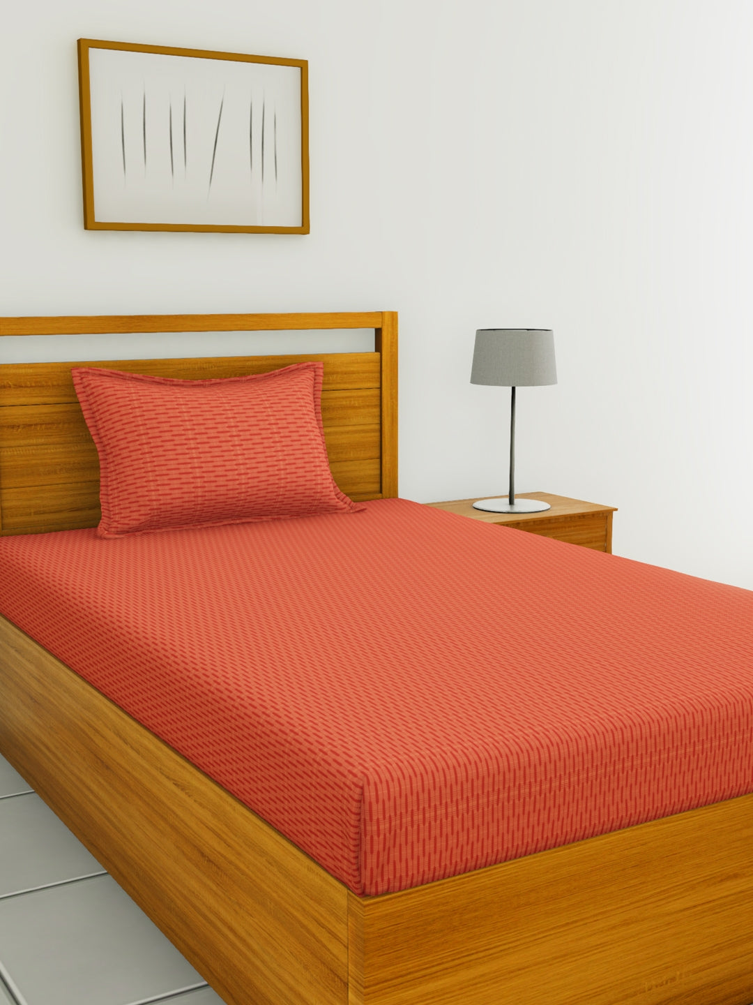 Espeda Cotton Single Bedsheet 152X229 CM in Rust Colour