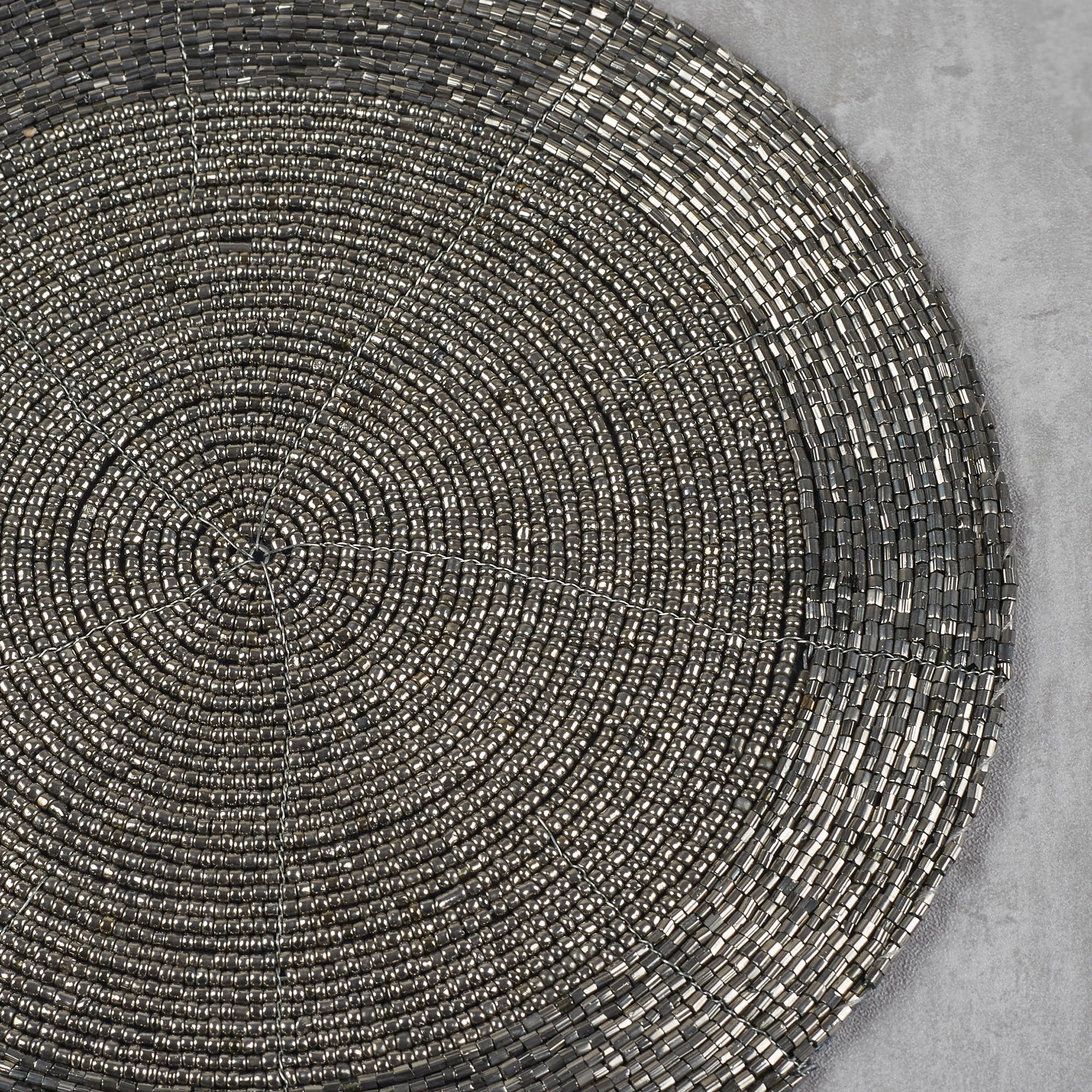 Nora Handmade Beaded Trivet Dia 22 Cm in Silver Colour