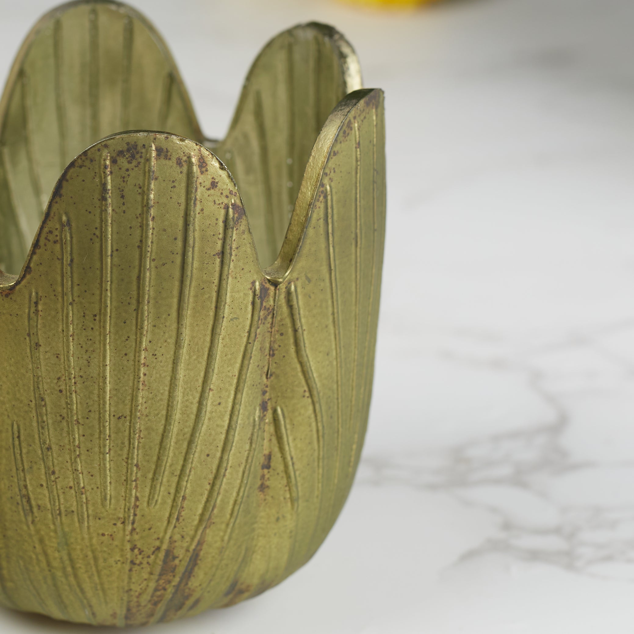 Phiona Glass Lotus Inspired Handcrafted Votive 10 Cm in Emerald Colour
