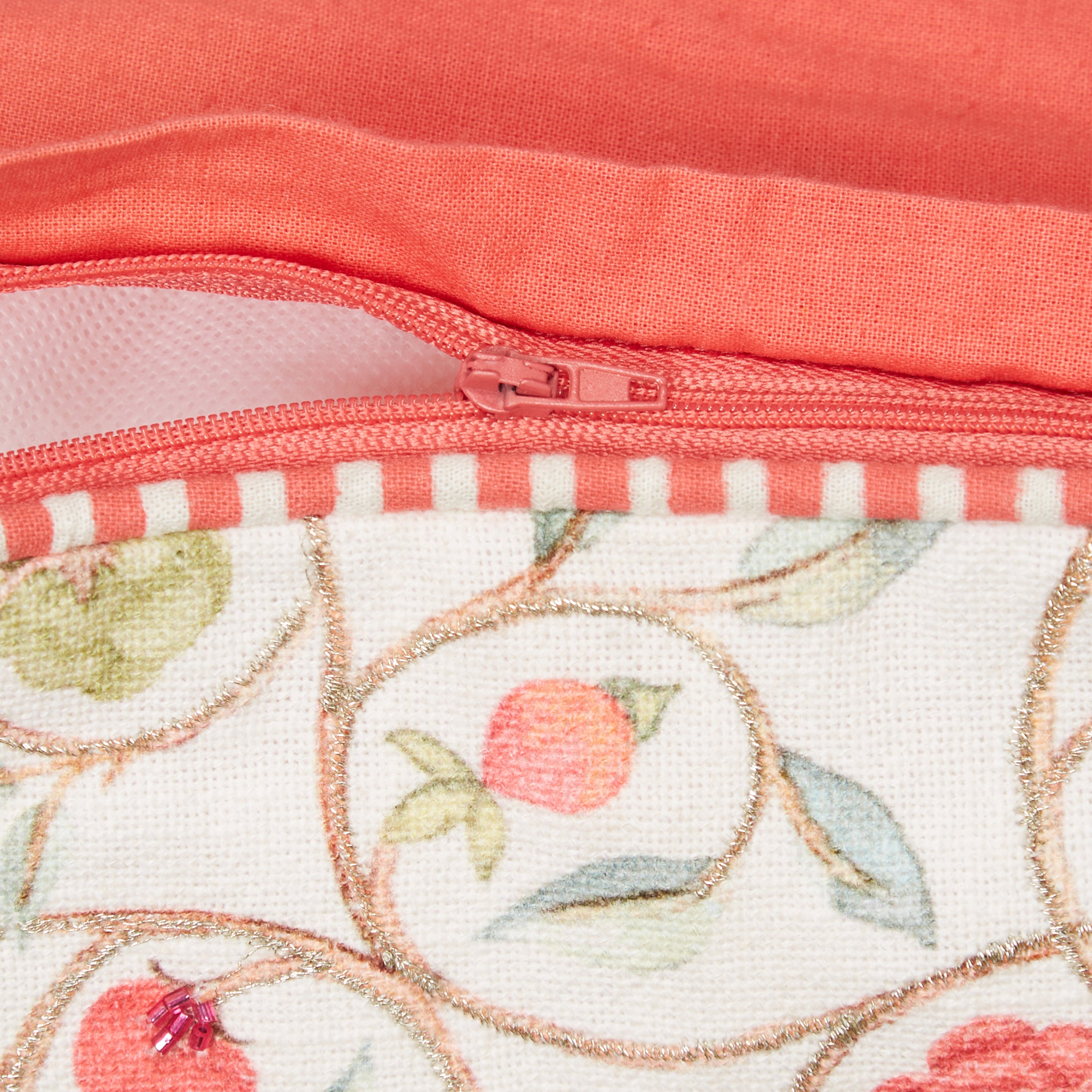 Indian Botanical Cotton Cushion Cover 45x45 cm in Multi Pink Colour