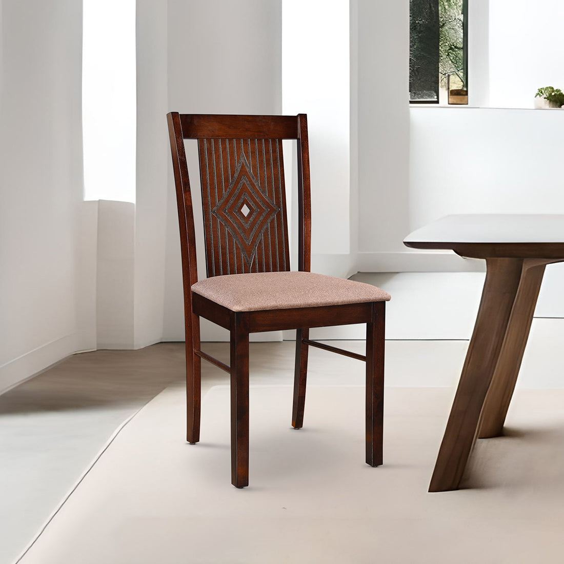 Aravali Rubber Wood Dining Chair Set Of 2 in Antique Cherry Colour