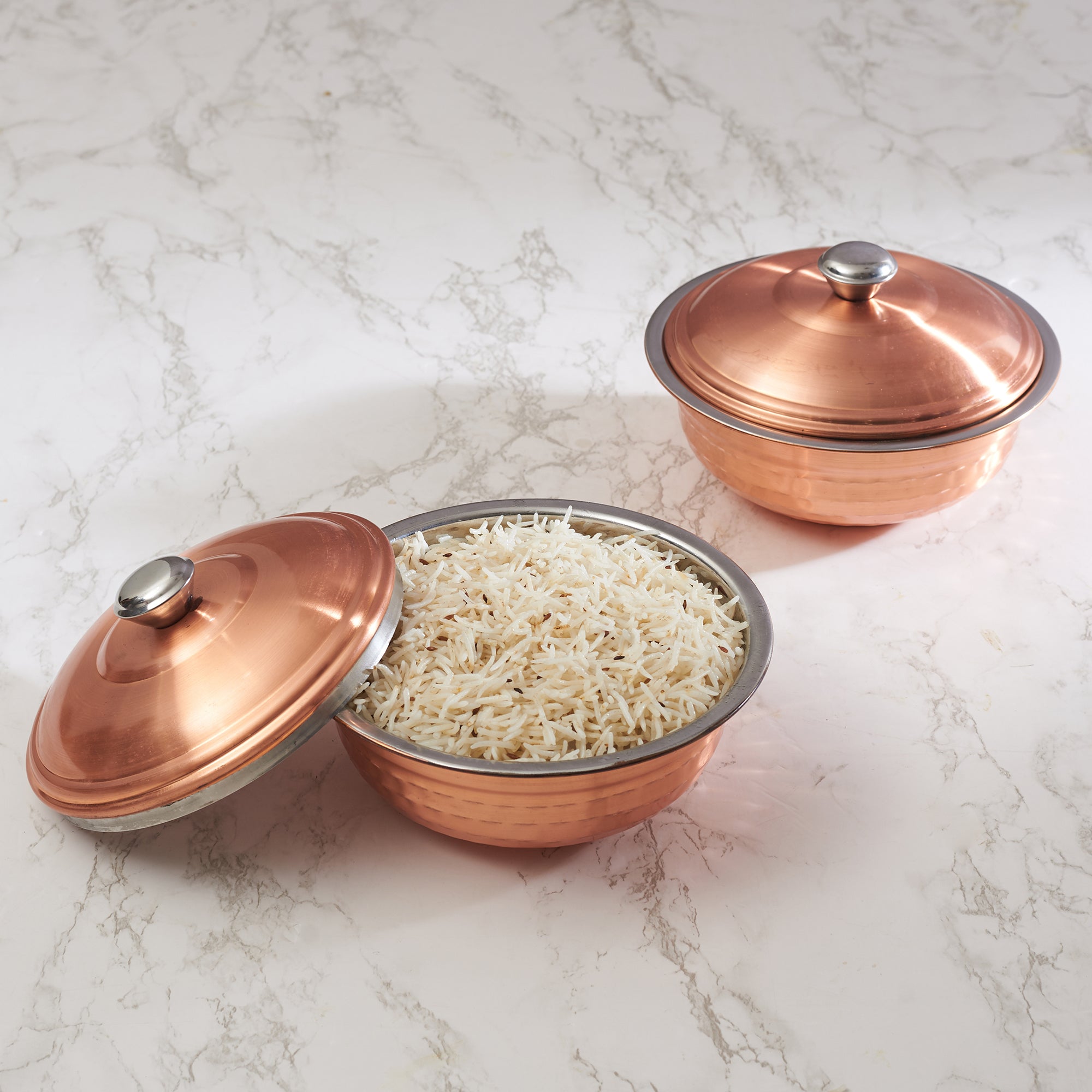 Sapphire Steel with Copper Finish Serving Bowl Set of 2 in Copper Colour