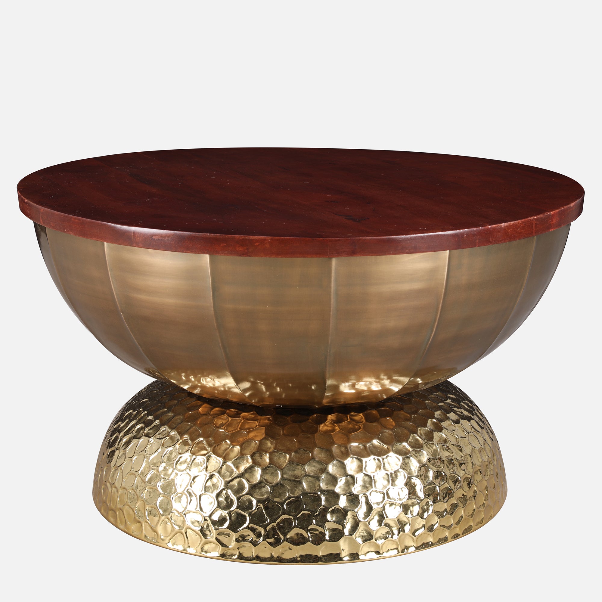 Mirbah Wood & Iron Center Table in Brown & Gold Colour
