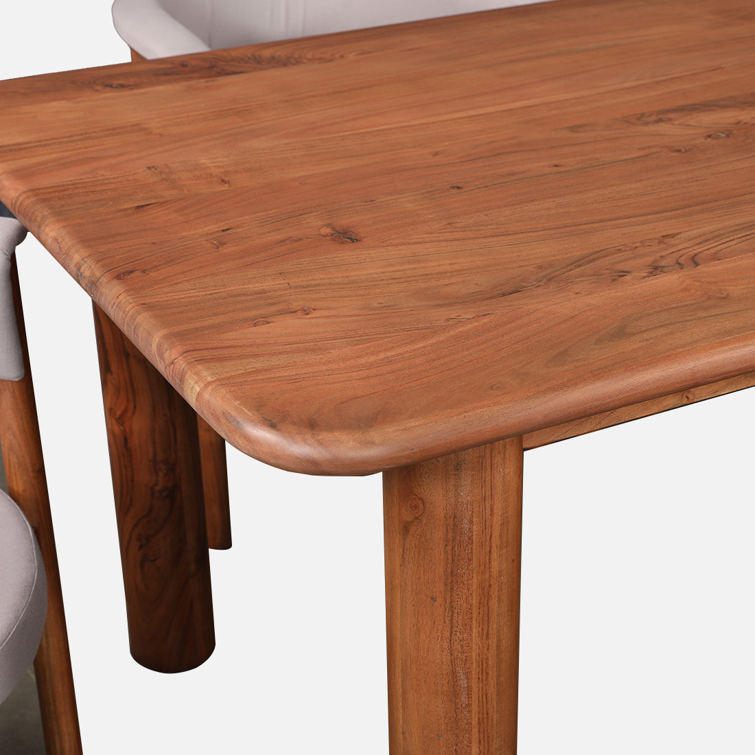 Haruki Acacia Wood Six Seater Dining Set in Teak Colour