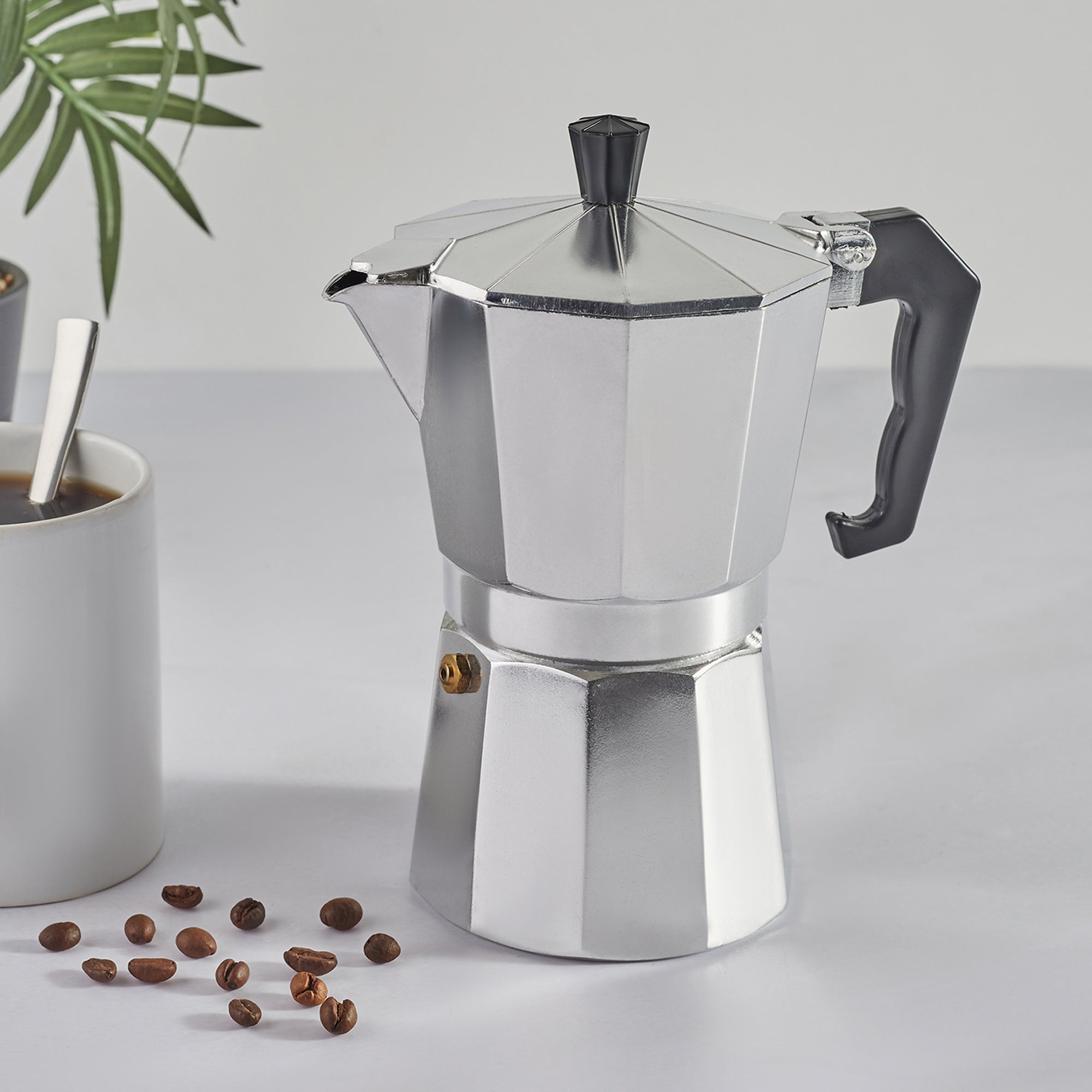 Brew Aluminium Moka Pot Coffee Maker 300 Ml in Silver Colour