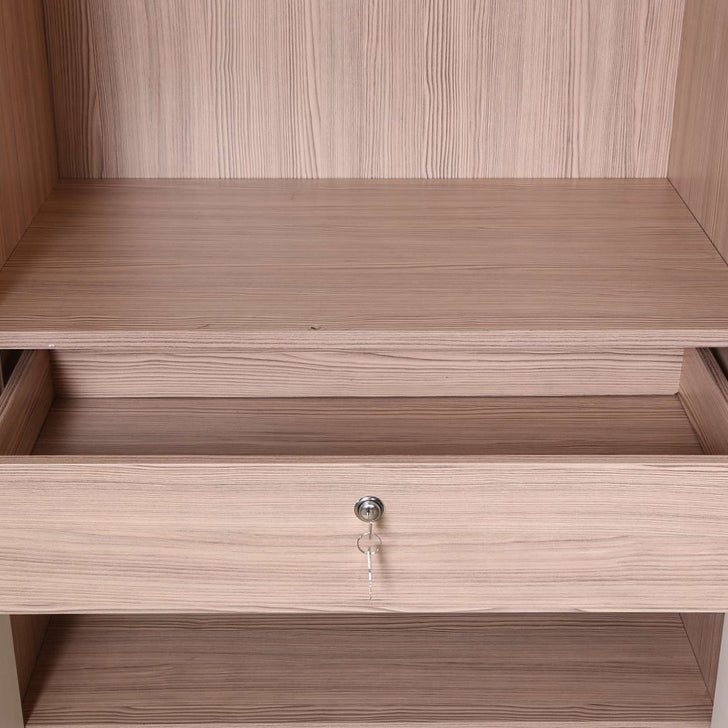Ambra Two Door Wardrobe in White & Larch Colour
