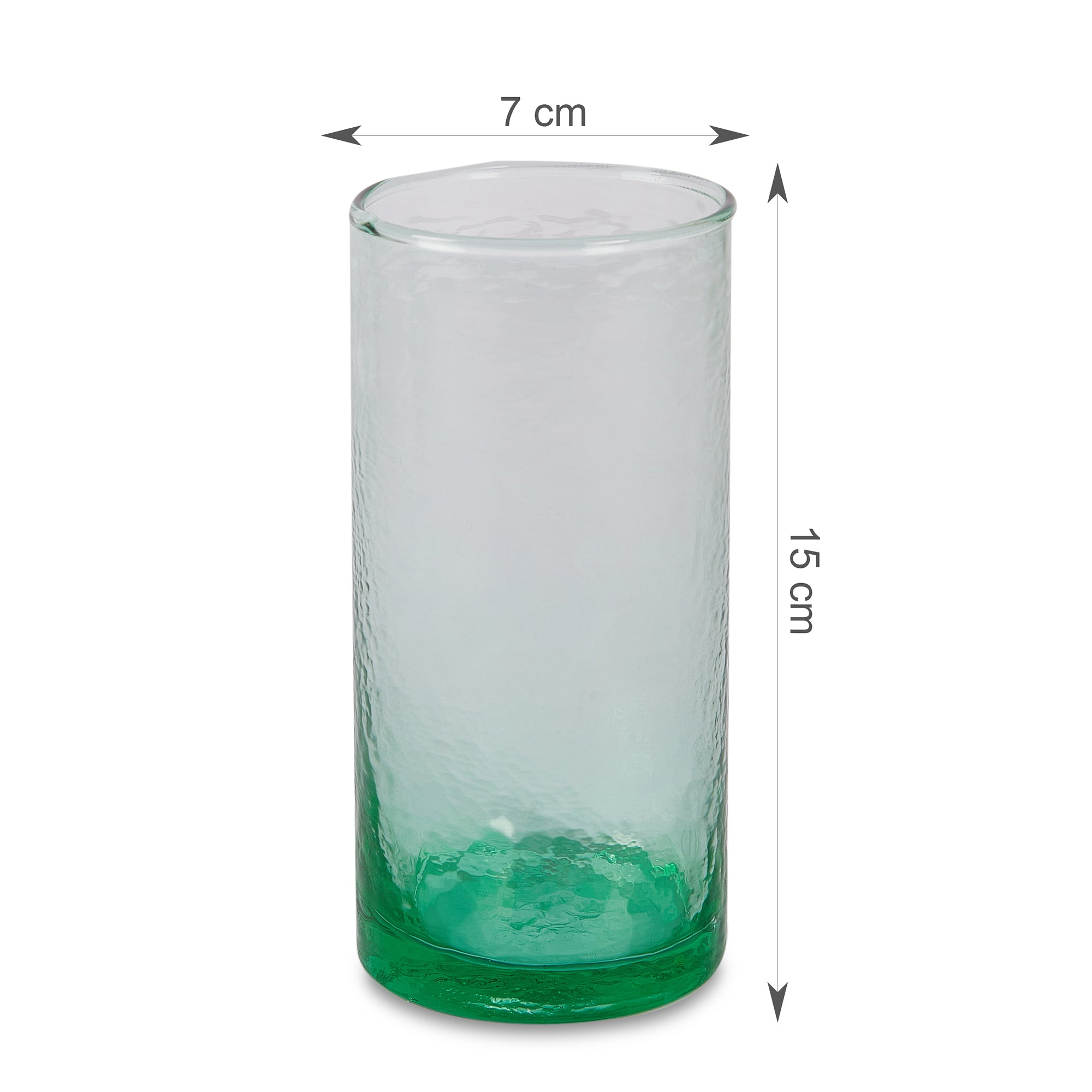 Ikigai Hammered Water Glass Set of 4 in Green Colour