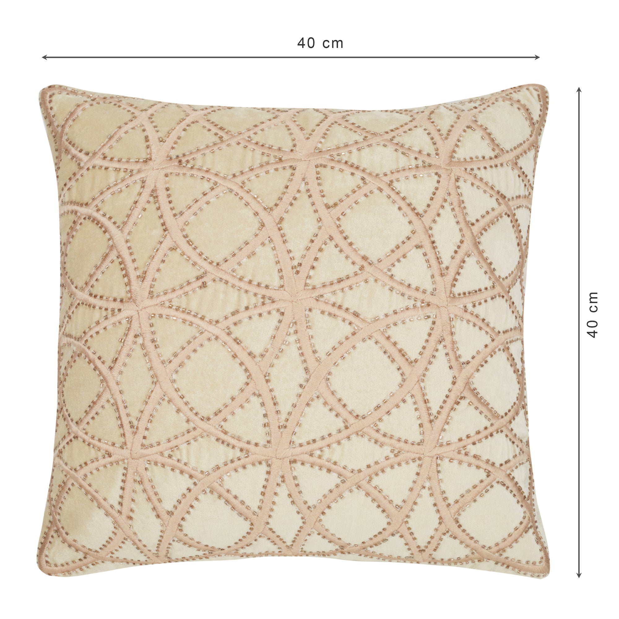 Silkroute Ornamented Cushion Cover 40x40 Cm in Beige Colour