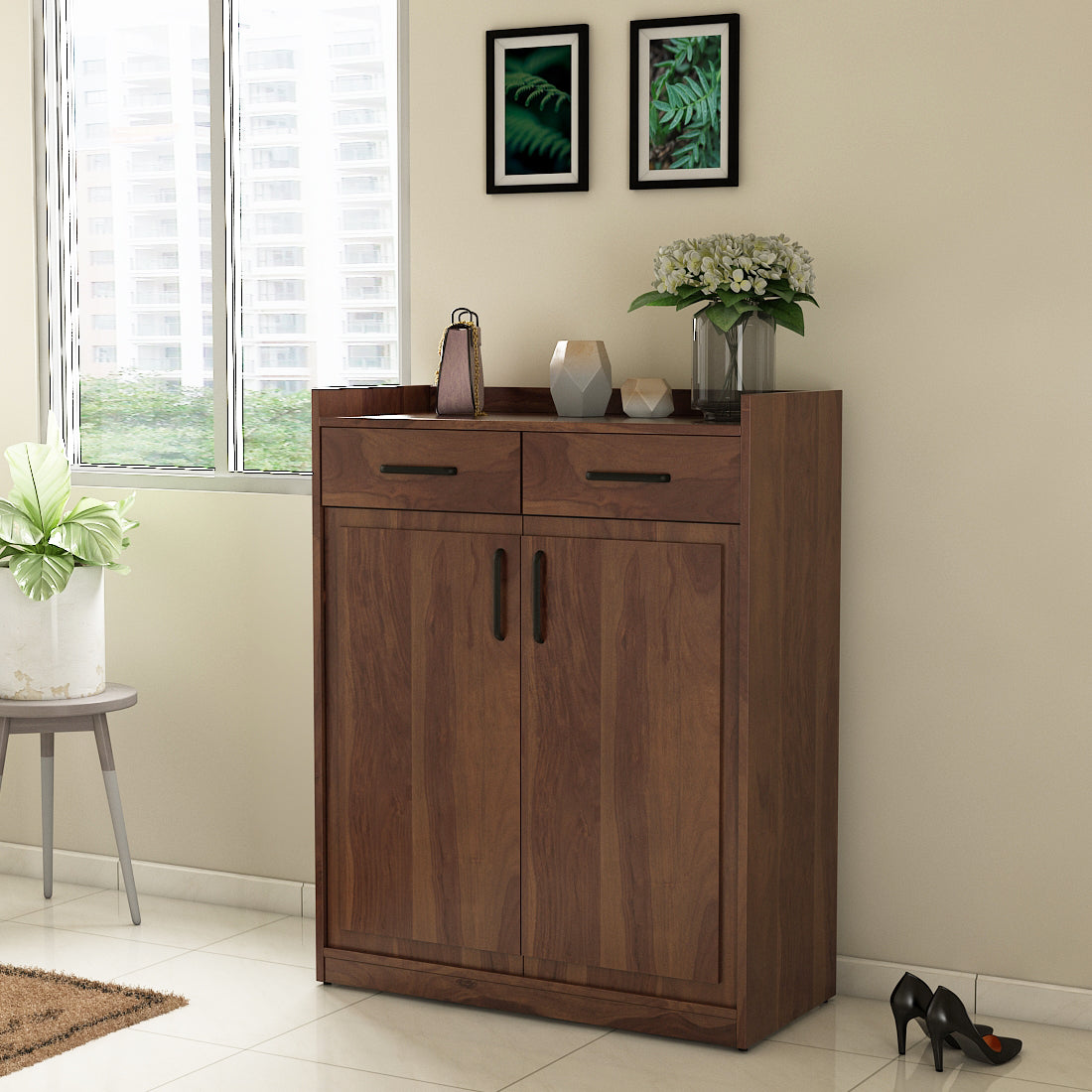 Antwerp Two Door Shoe Rack in Sheesham Colour