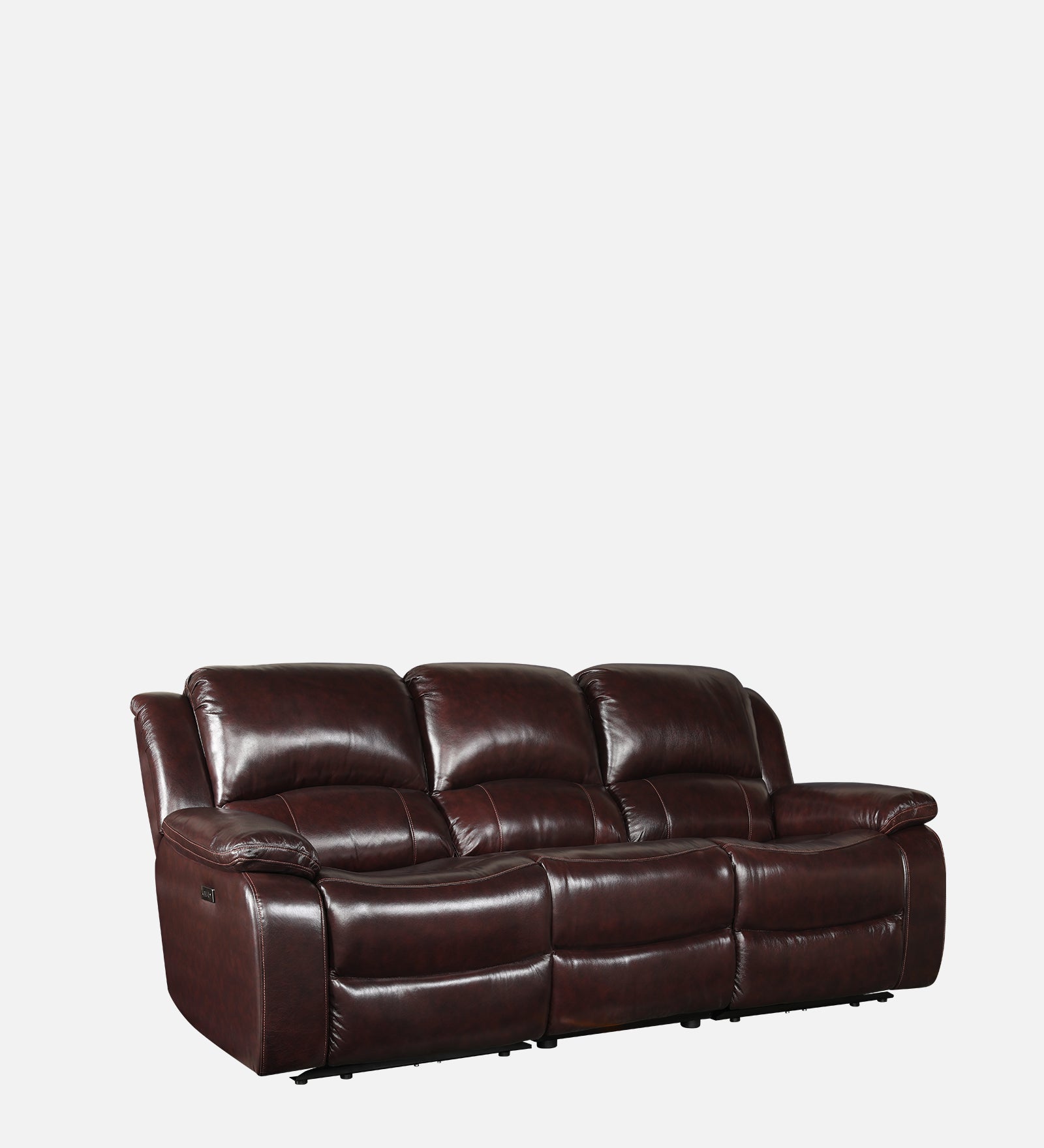 Rhine Half Leather Three Seater Electric Recliner in Brown Colour