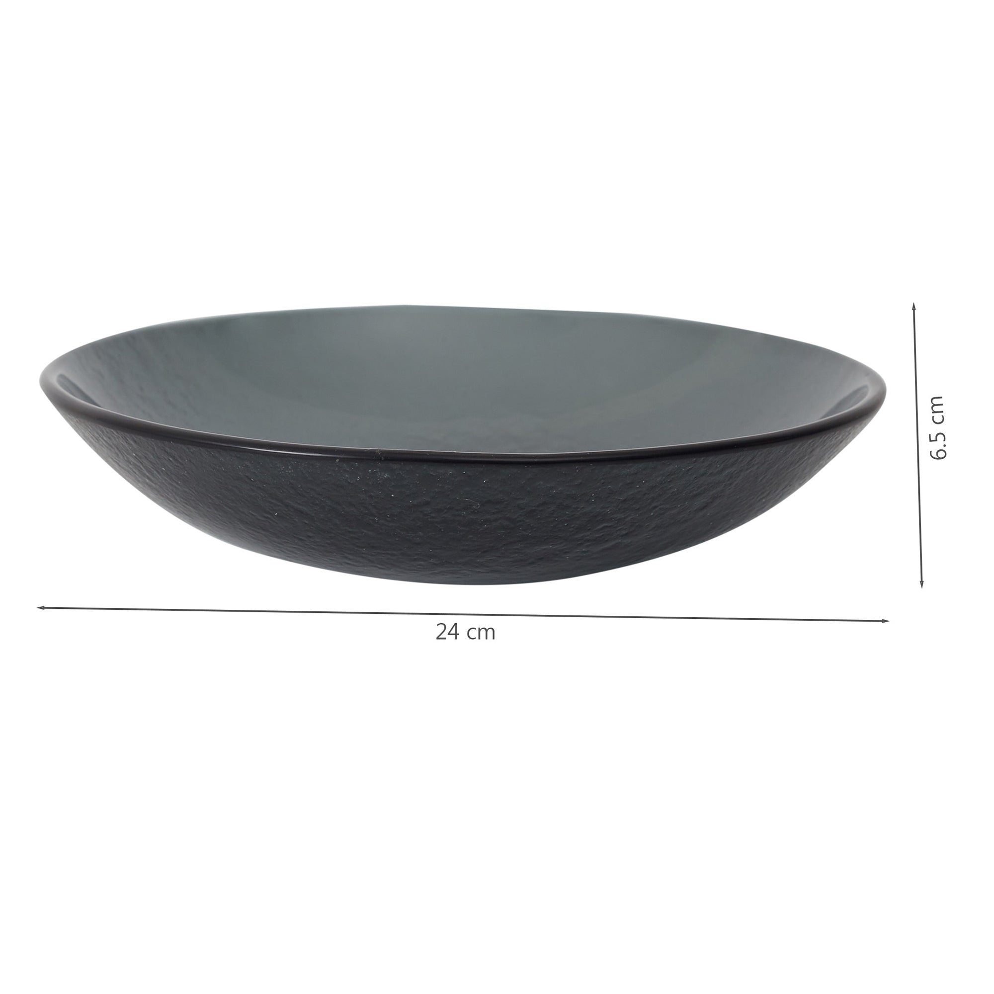 Ebony Glass & Wooden Cross Bowl 24cm in Black Texture Colour