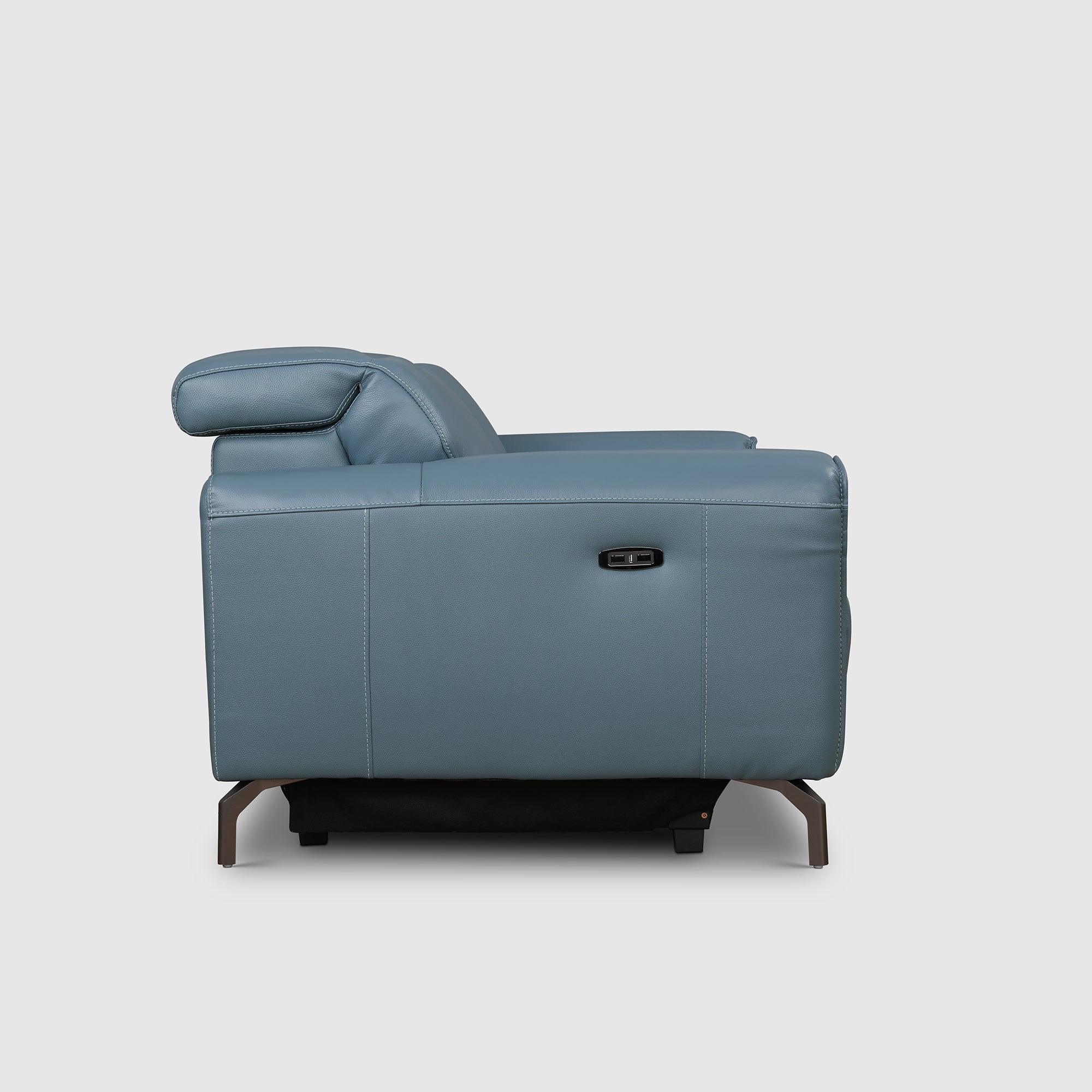 Emilia Half Leather Two Seater Electric Recliner in Blue Colour