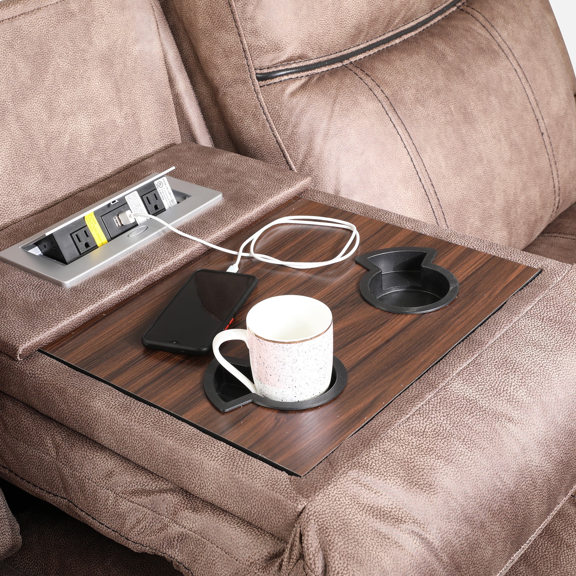 Enfield Fabric 3 Seater Recliner in Brown Colour