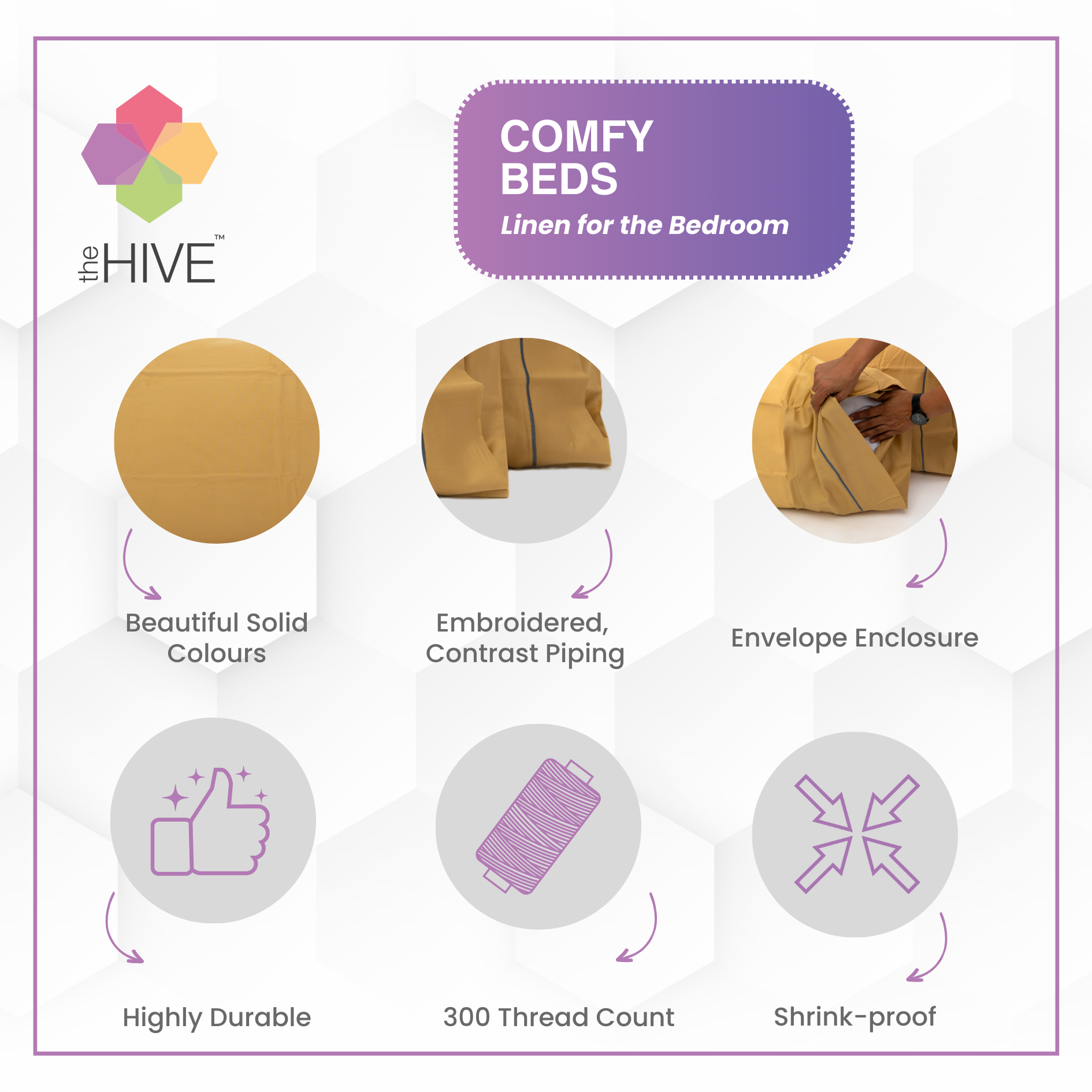 Comfy Beds Set of 2 Pillow Covers Champagne, 45x70cm