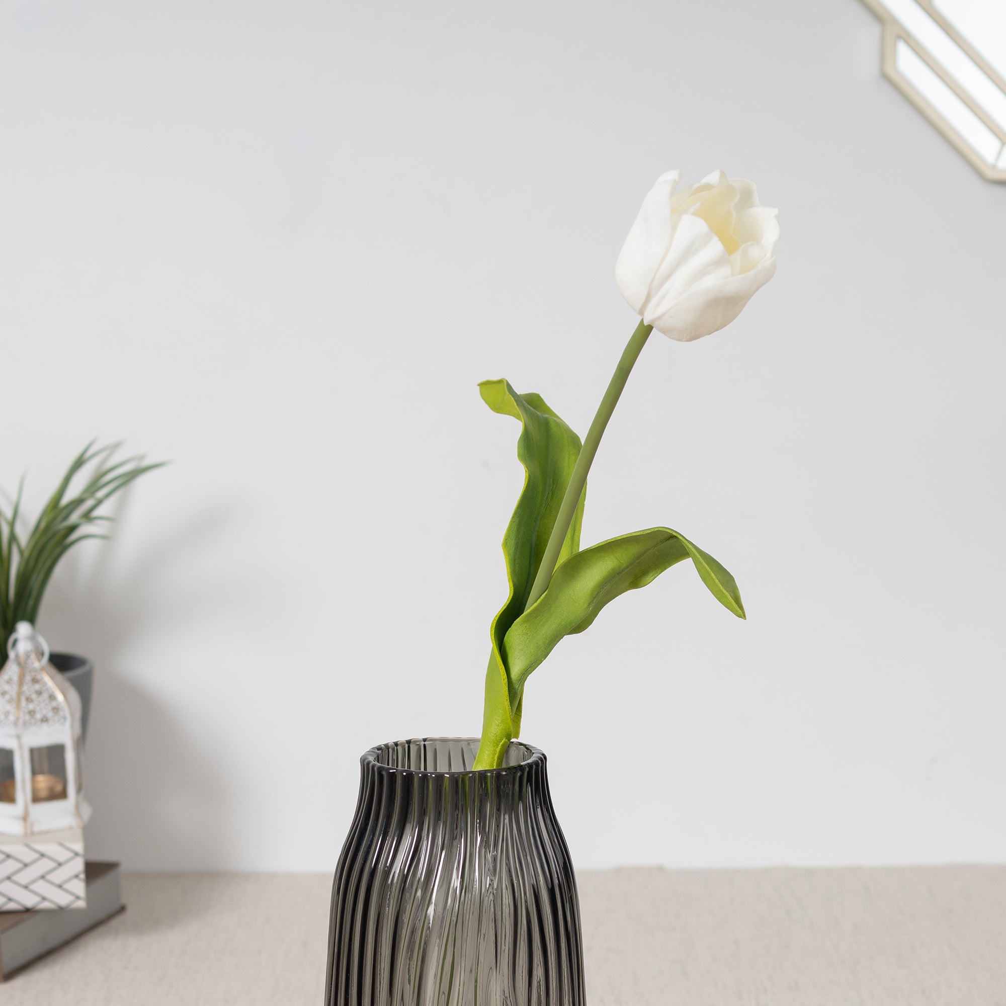 Elora  White Tulip Faux Flower 52 Cm in White Colour
