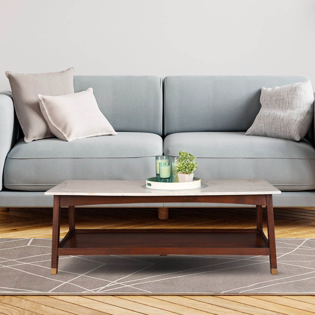 Dante Solid Wood Center Table in Walnut Colour