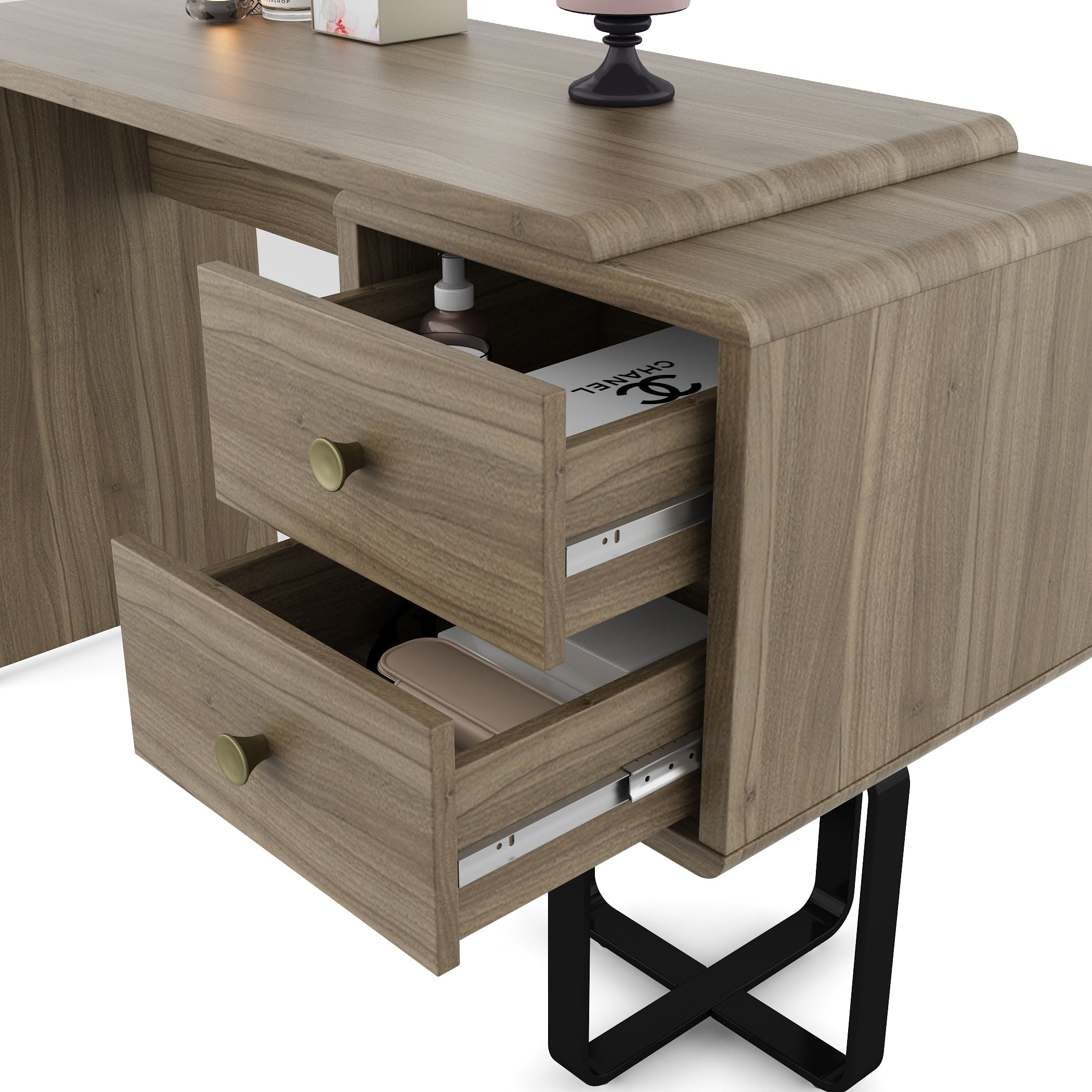 Freya Engineered Wood Dressing Table in Natural Teak Colour