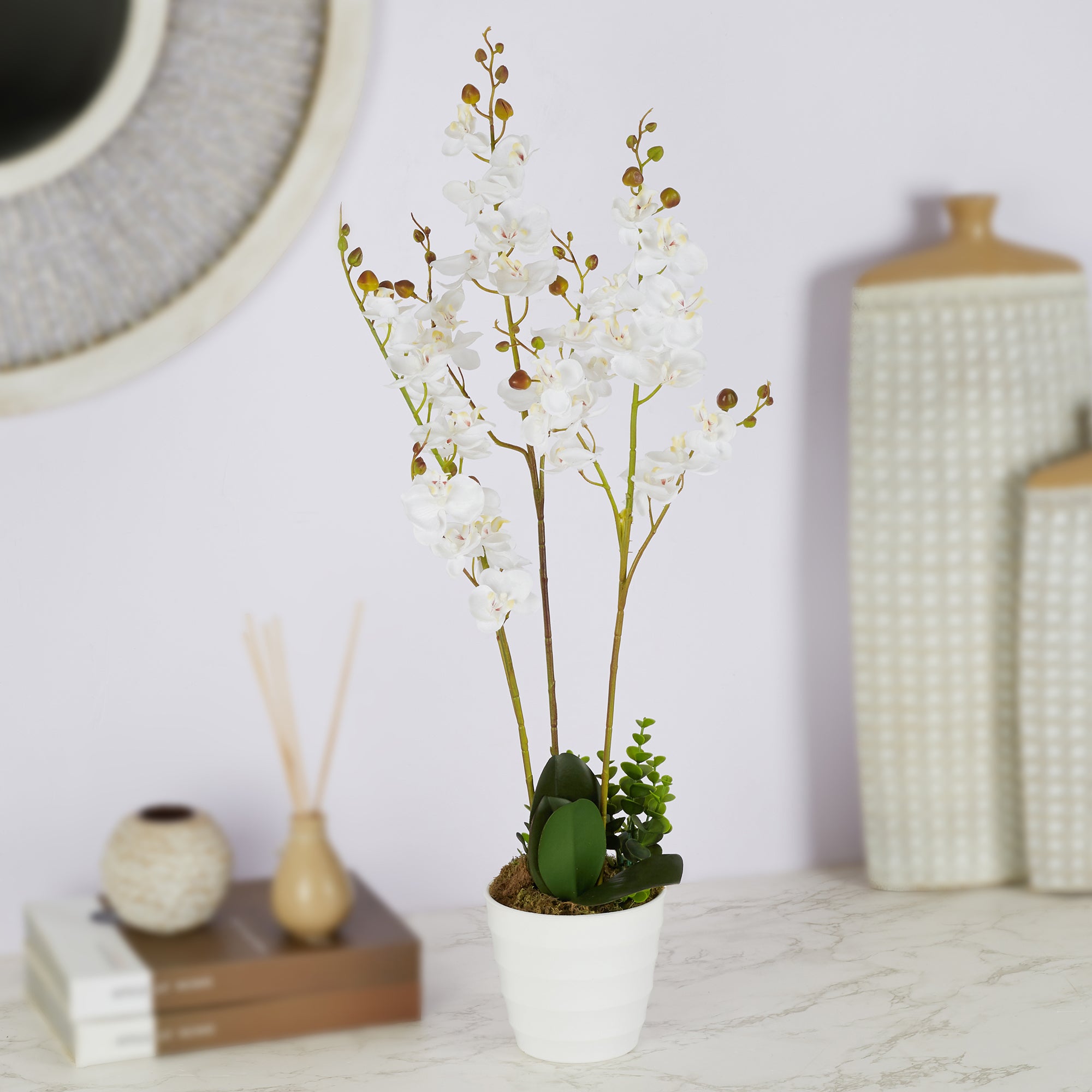 Ilana Artificial Orchid Potted Plant 60Cm in White Colour