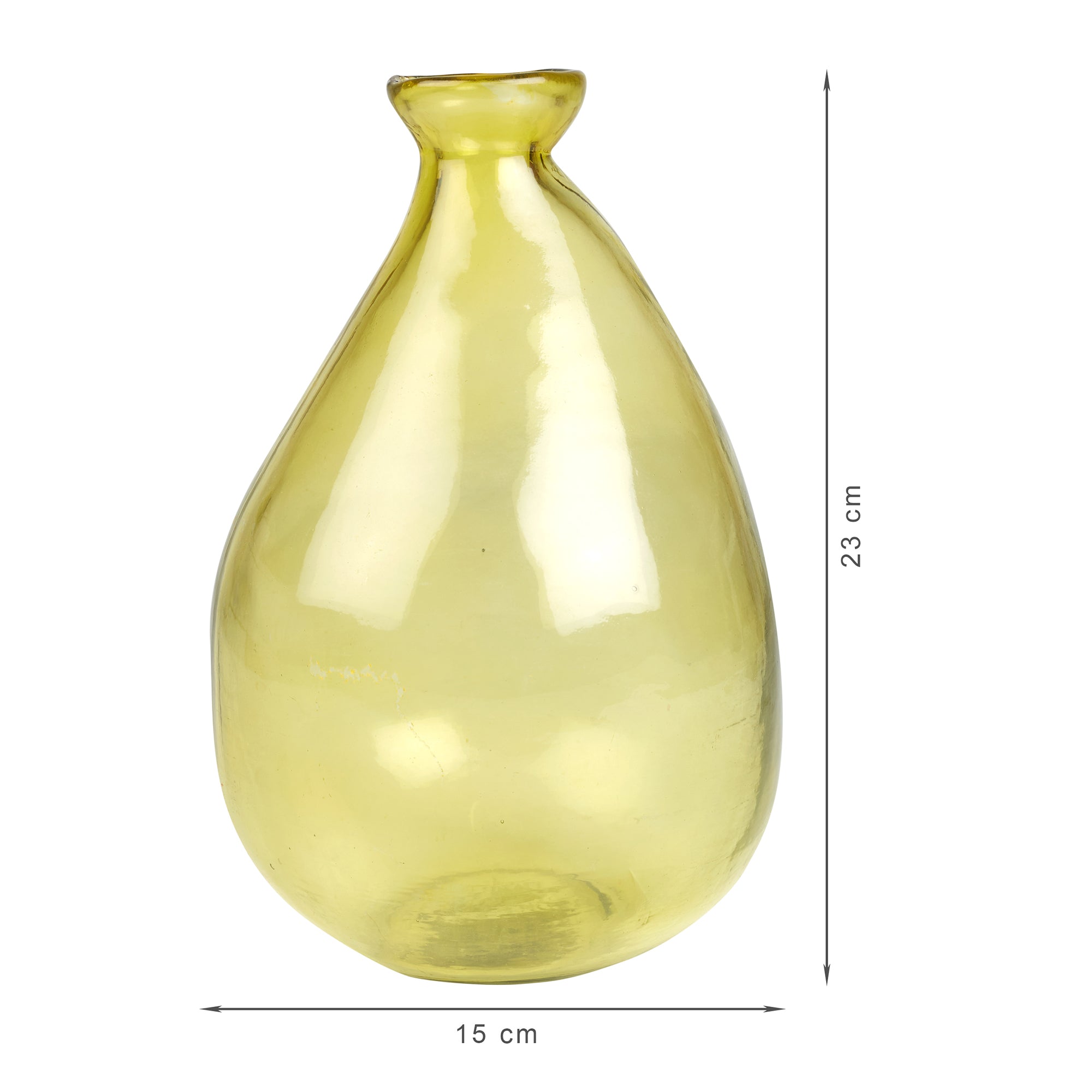 Phiona Glass Modern Organic Shapped Handcrafted 23 Cm Vase in Yellow Colour