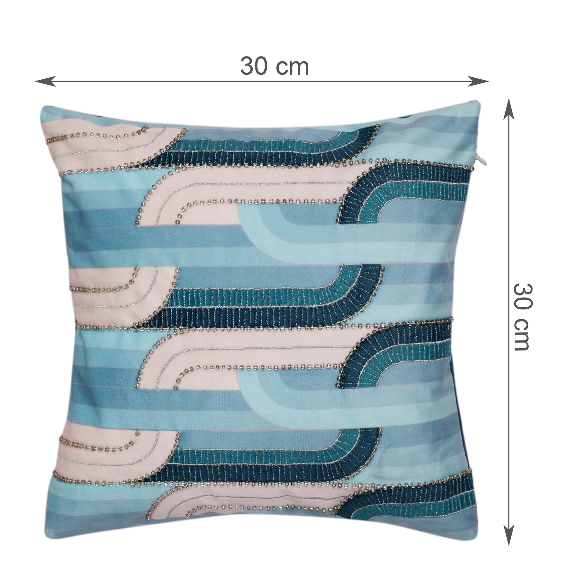 Plush Elegance Art Deco Cushion Cover Blue, 30X30cm