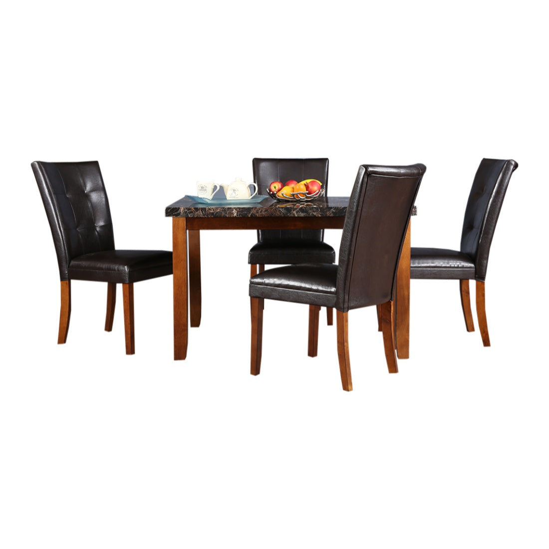 Eden Marble Finish Top 4 Seater Dining Set in Brown Colour
