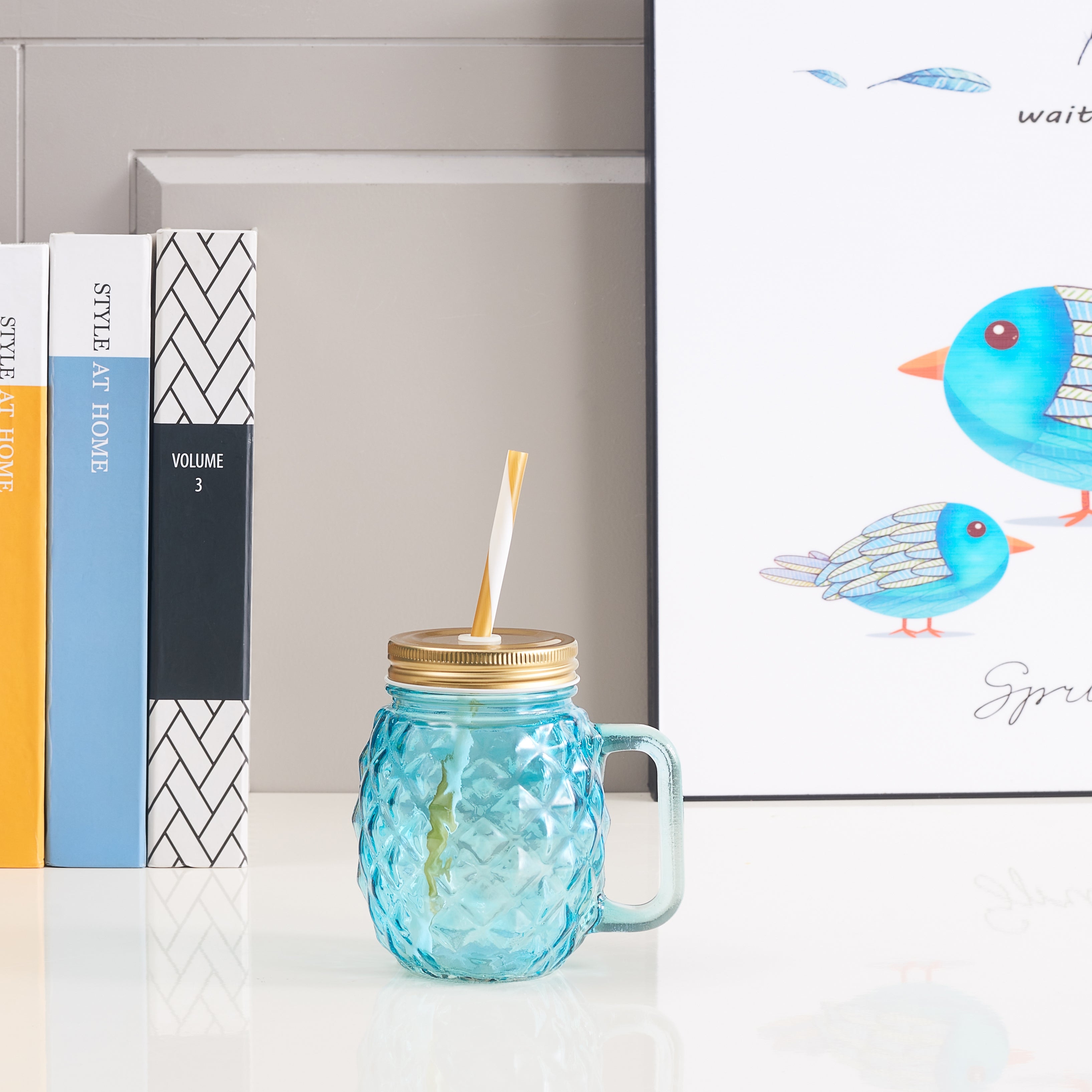 Bahamas Glass Pineapple Jar 400 ml in Teal Colour