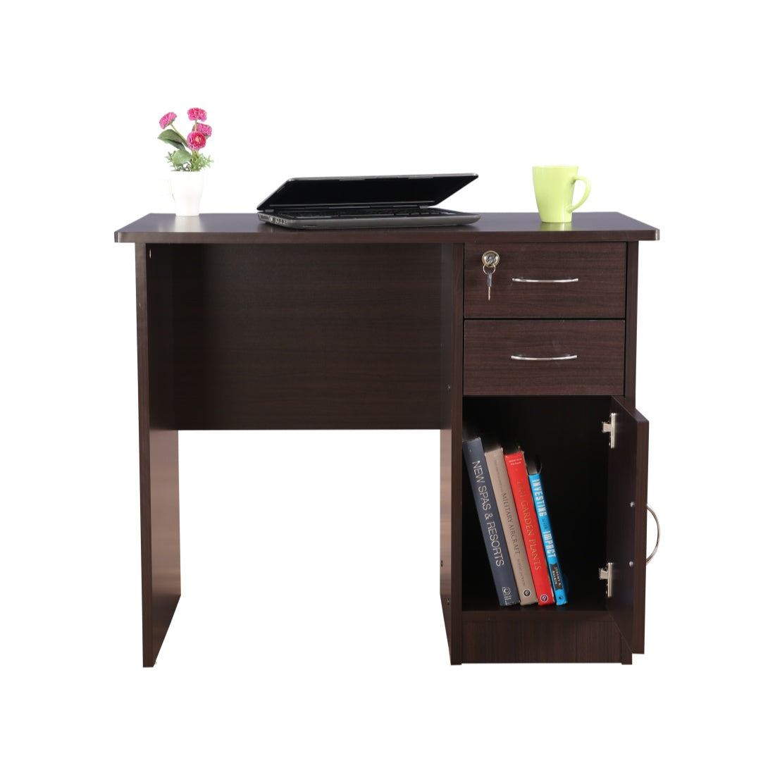 Simply Engineered Wood Study Table with 3 Drawer in Walnut Colour