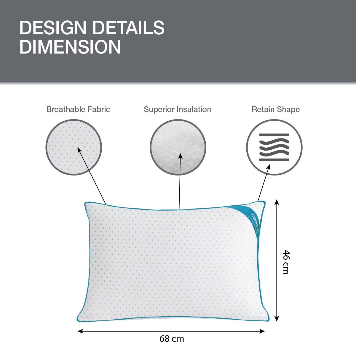 Serenity Tranquil Pillow 46X68 Cm in White Colour by Living Essence